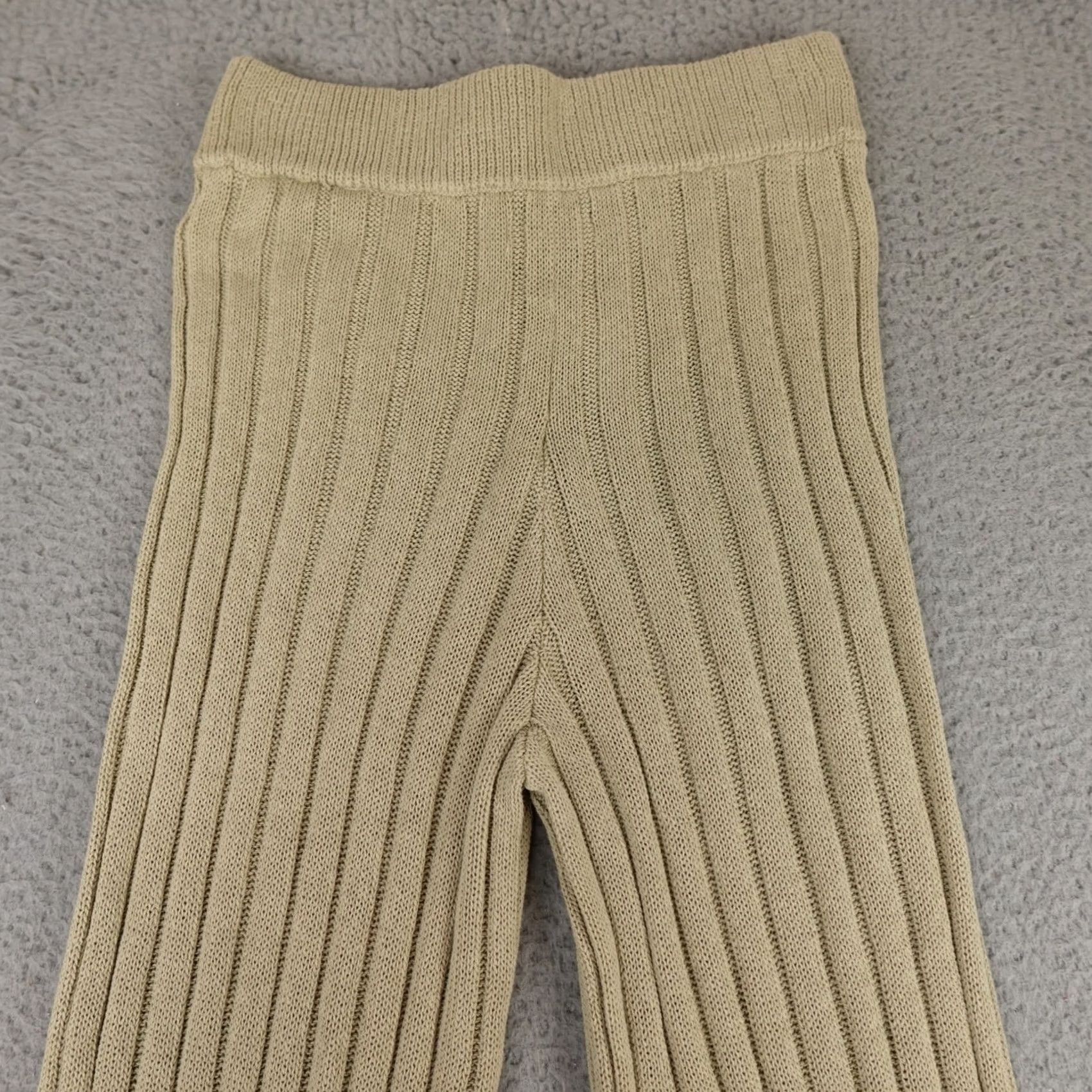 Free People Free People Beach Pants Womens Medium Green Ribbed Flare High Rise Casual Boho Size 32" / US 10 / IT 46 - 6 Thumbnail