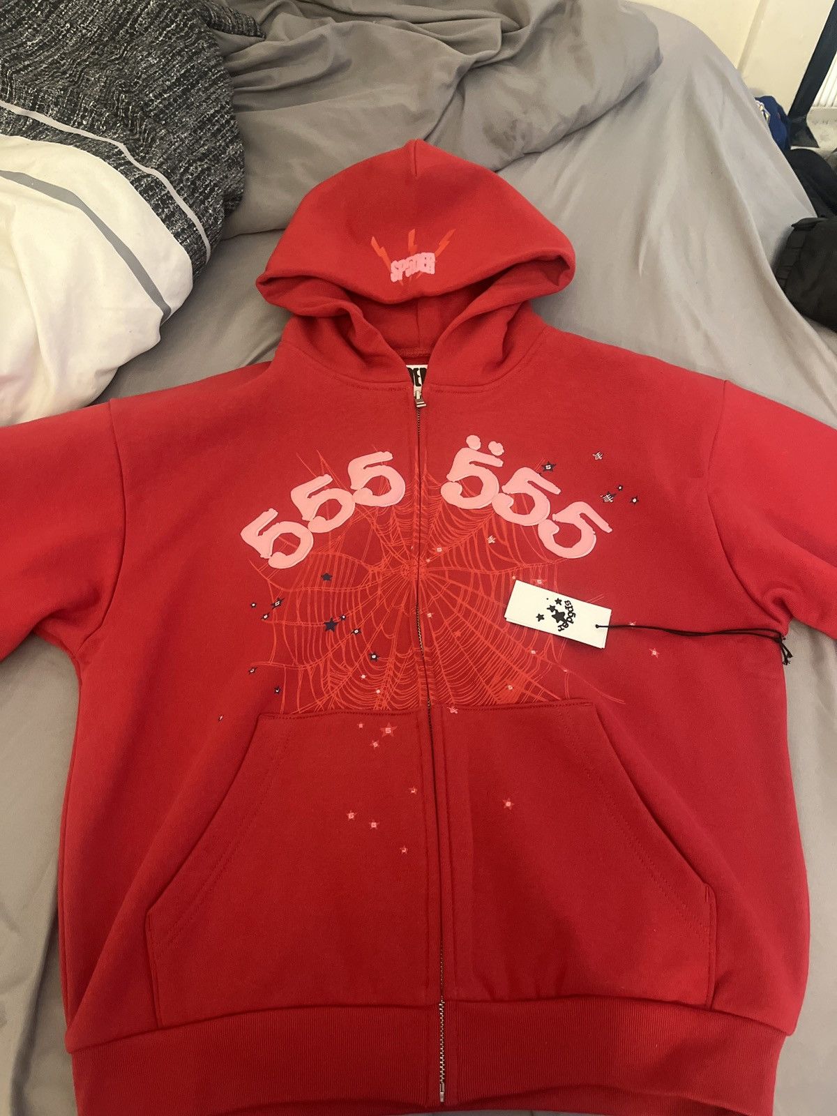 Sp5der Angel number zip hoodie red Size US M / EU 48-50 / 2 - 1 Thumbnail