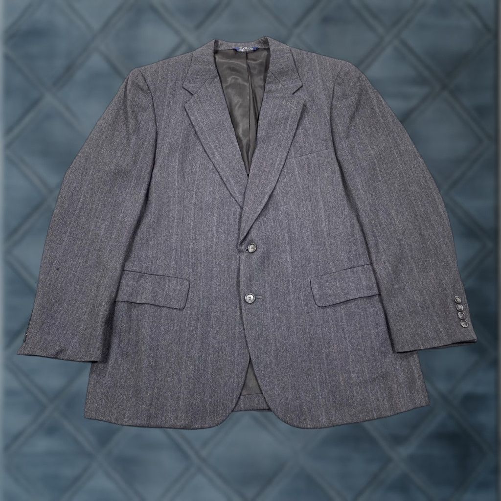 Vintage VINTAGE Kuppenheimer Blazer Mens 42R Gray Wool Herringbone Tweed Two-Button Jacket Coat Size 42R - 1 Thumbnail