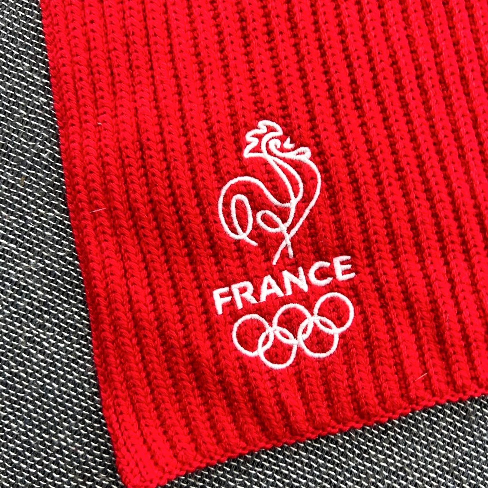 Lacoste LACOSTE France Olympic Games Tribute Scarf Limited Edition 100% Wool Crocodile • Unisex Wool Scarf • Multicolor Flag Theme • 70 Inches Size ONE SIZE - 3 Thumbnail
