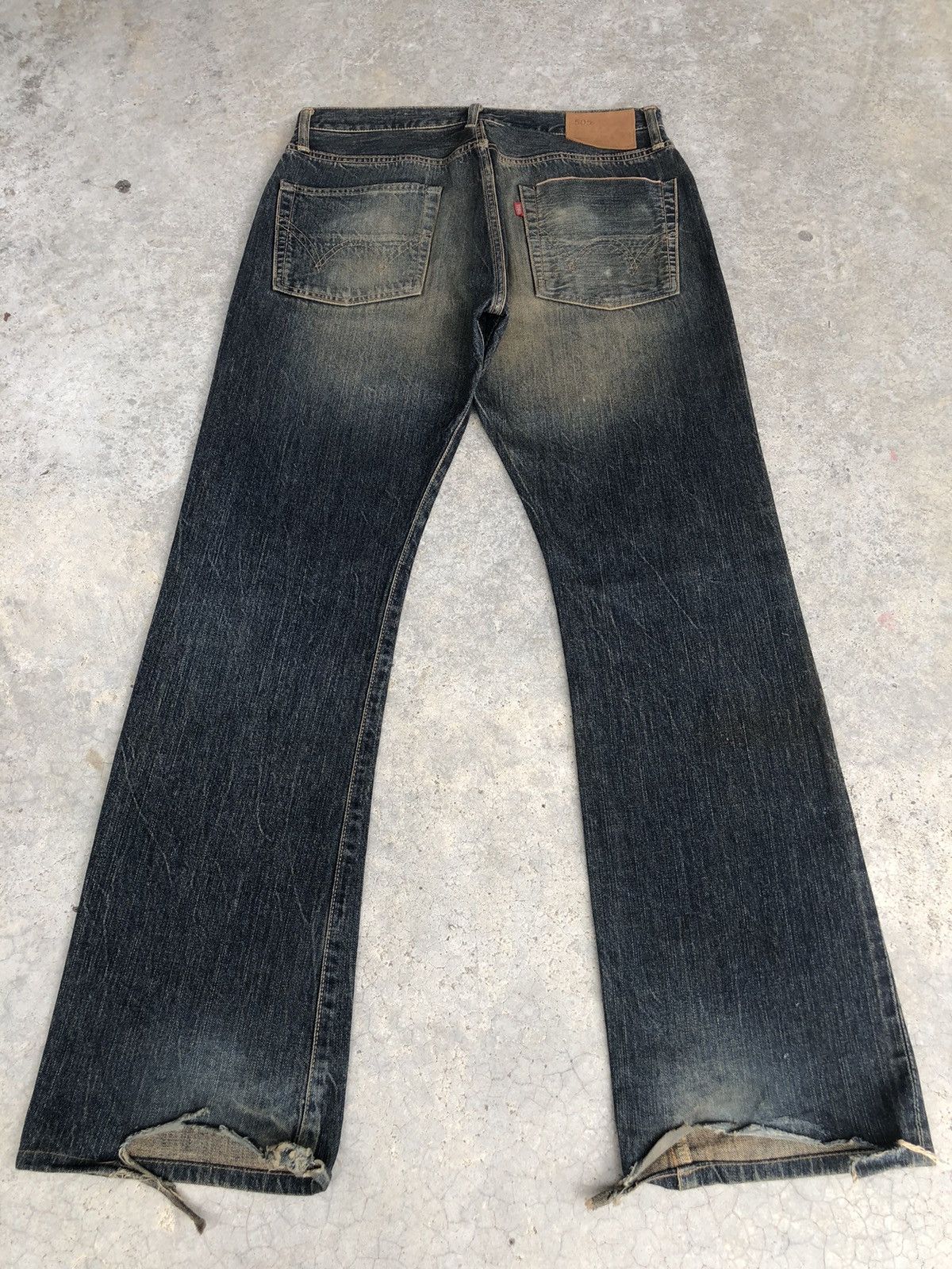 If Six Was Nine Japanese Edwin 505s Flared Jeans Mudwash Distressed Denim Size US 32 / EU 48 - 2 Thumbnail