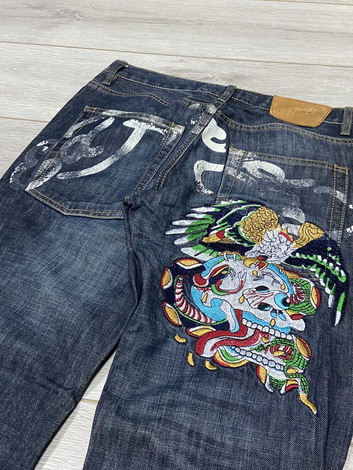 Ed Hardy Ed Hardy skull 💀 eagle big embro logo print vintage jeans Size US 32 / EU 48 - 2 Thumbnail