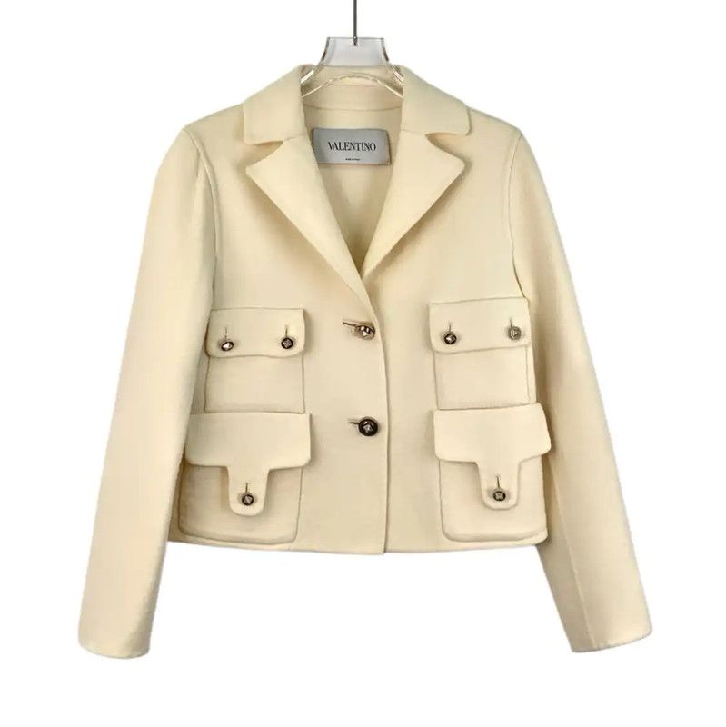 Valentino Valentino Beige Wool Women's Jacket 0089 Size M / US 6-8 / IT 42-44 - 1 Thumbnail