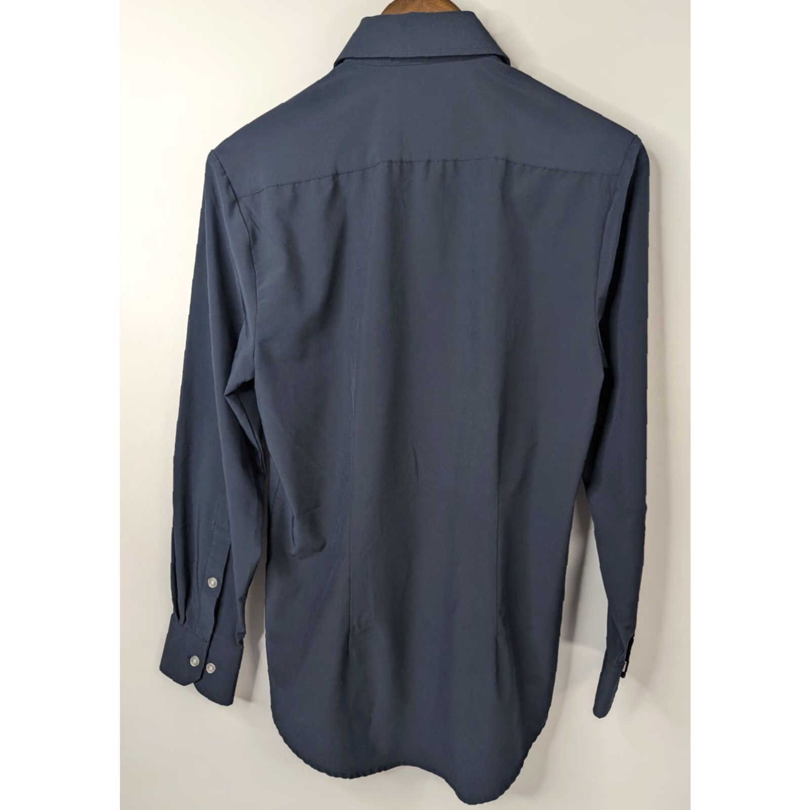 J Brand & Collar Brand Shirt Men’s Small Slim Navy Button-Up Performance Stretch Modern Convenience Size 36R - 4 Thumbnail