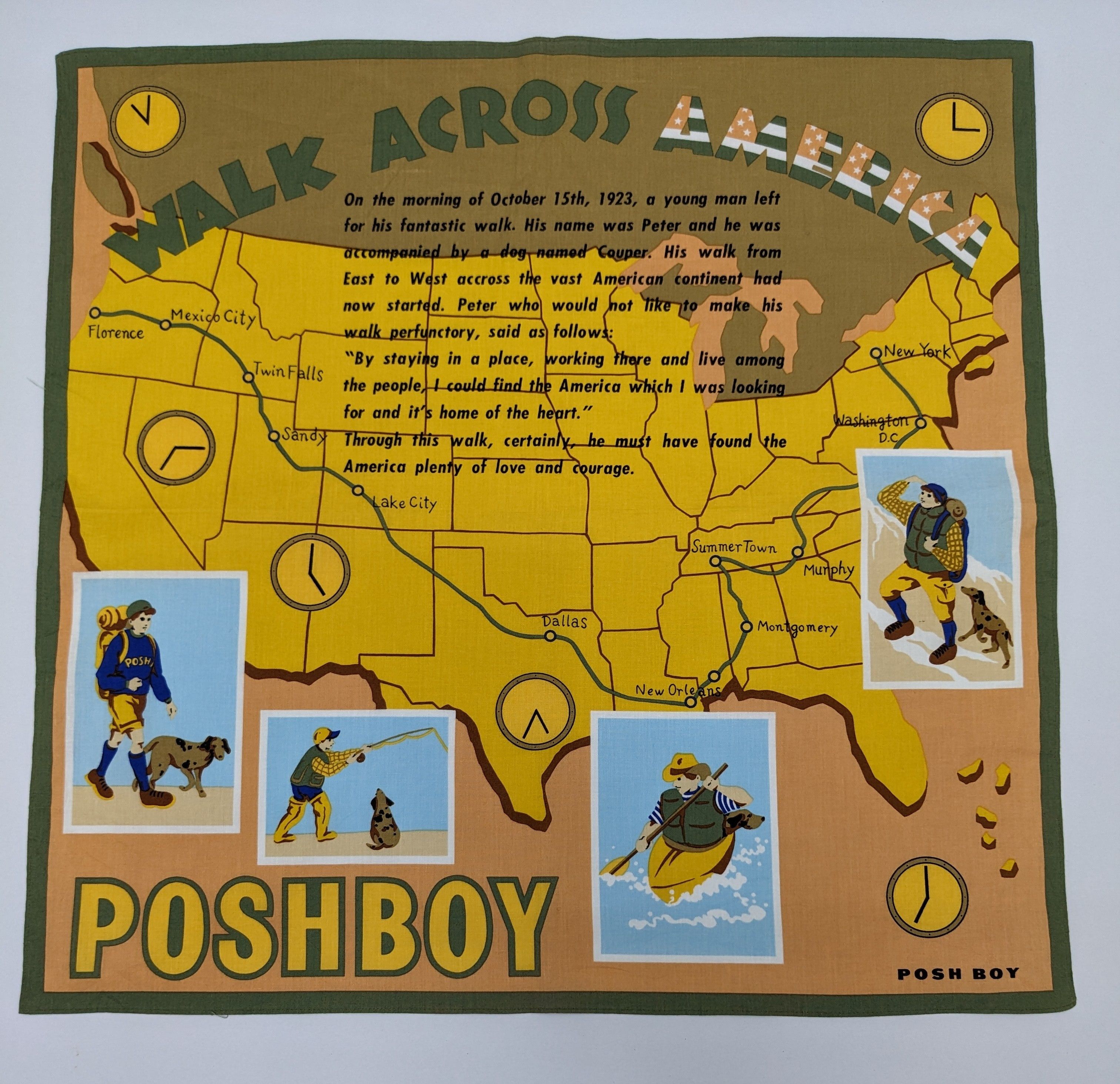Other Vintage 80s Posh Boy "Walk Across America" Handkerchief Size ONE SIZE - 4 Thumbnail
