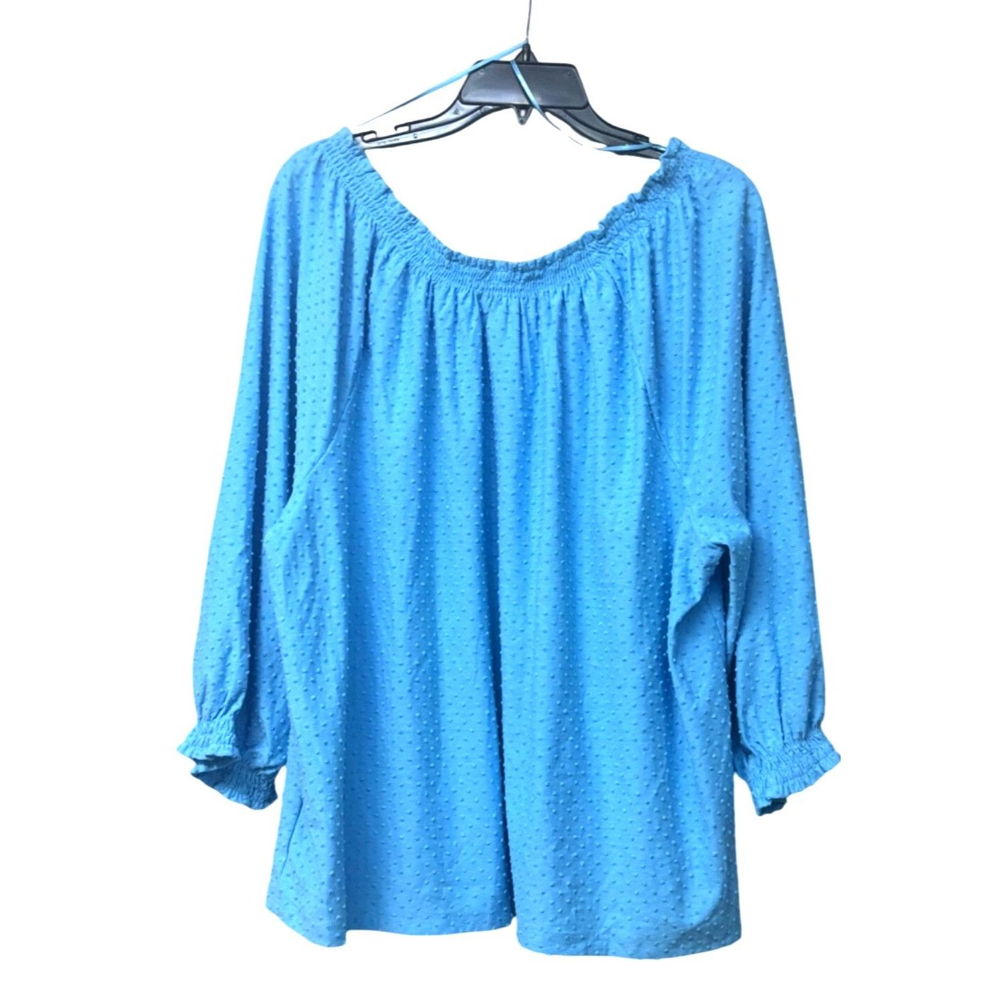 Style & Co Style Co Plus Size Off-the-Shoulder Swiss Dot Top, Aqua Blue Size ONE SIZE - 10 Thumbnail