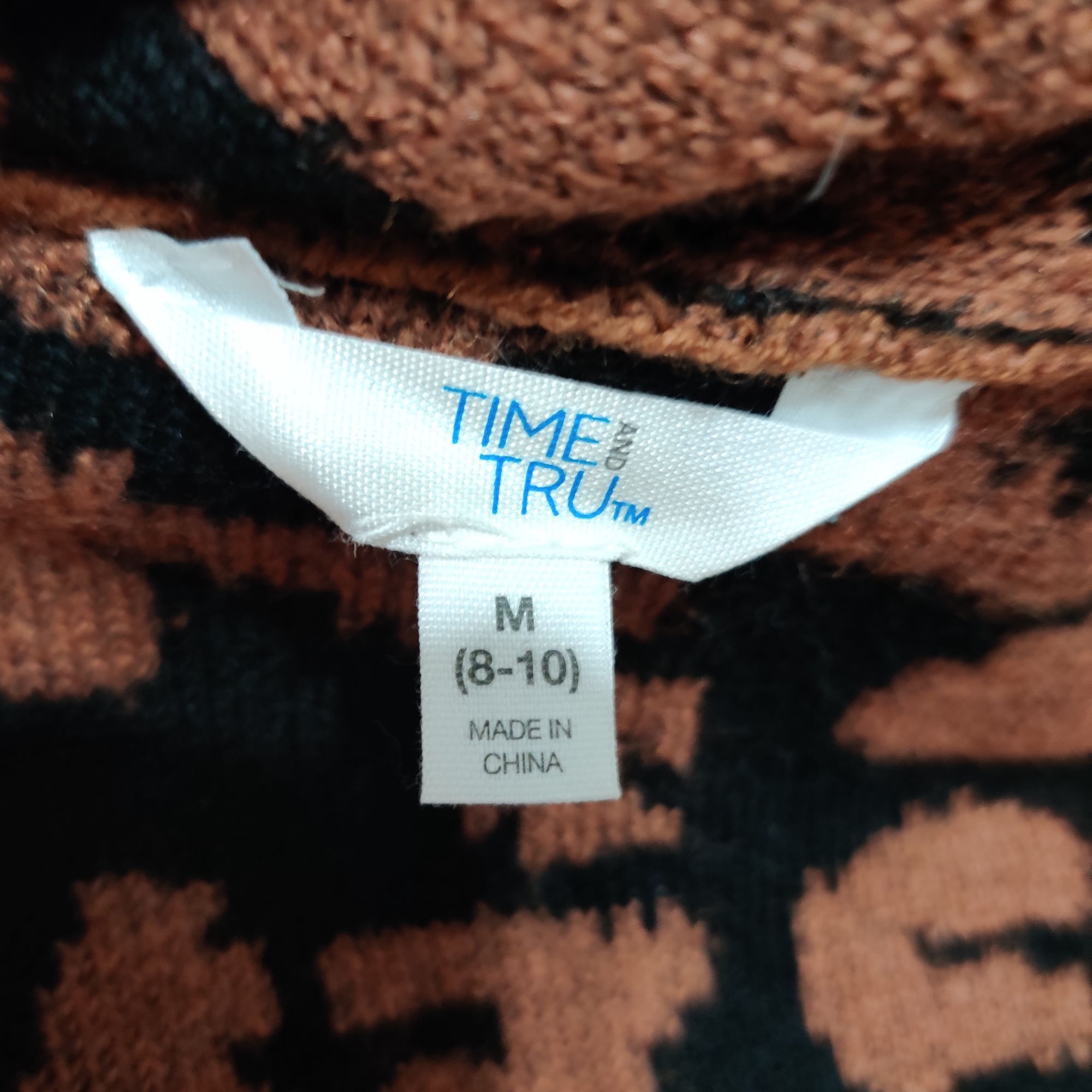 Other Time and Tru M Brown Black Leopard Print Knit Open Front Lon Size M / US 6-8 / IT 42-44 - 6 Thumbnail
