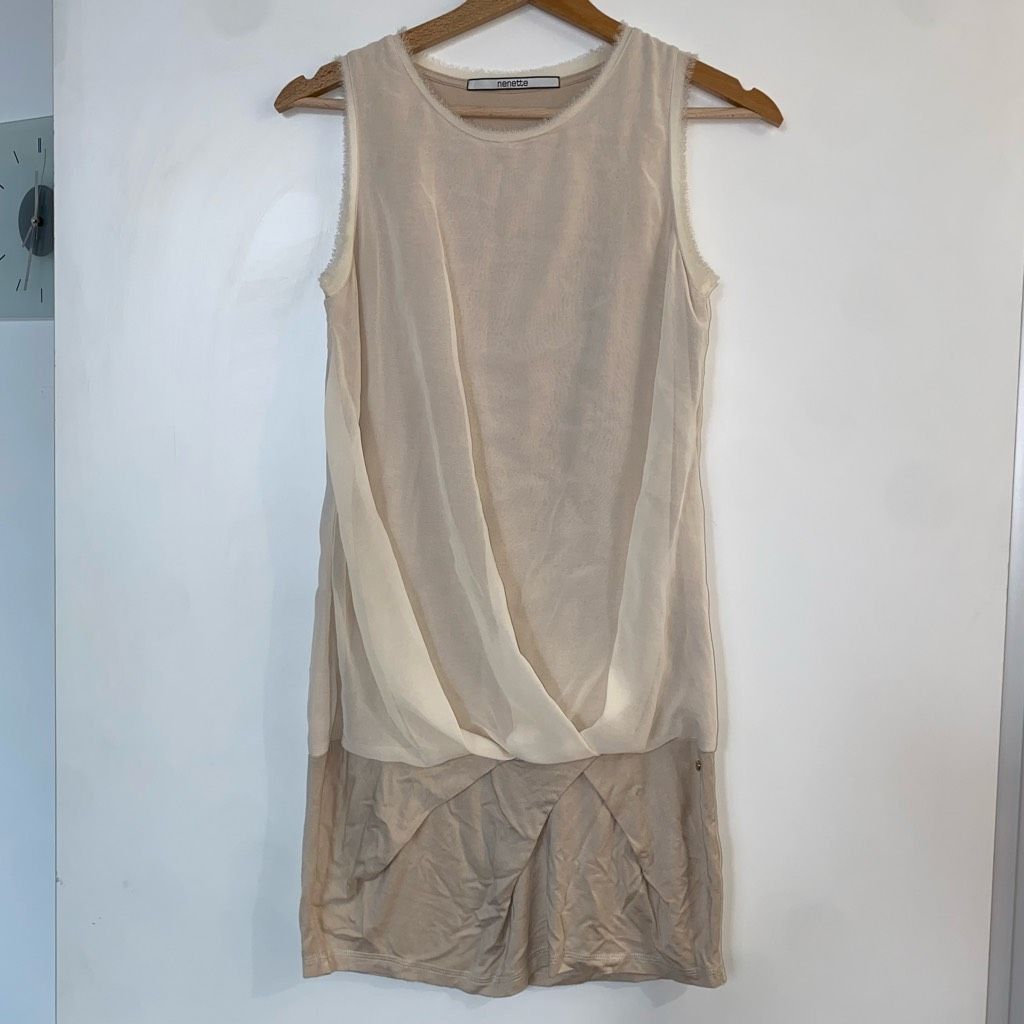 Arnette Nenette Italian Cream Beige Long Sleeveless Blouse, Size EU Size M / US 6-8 / IT 42-44 - 1 Thumbnail