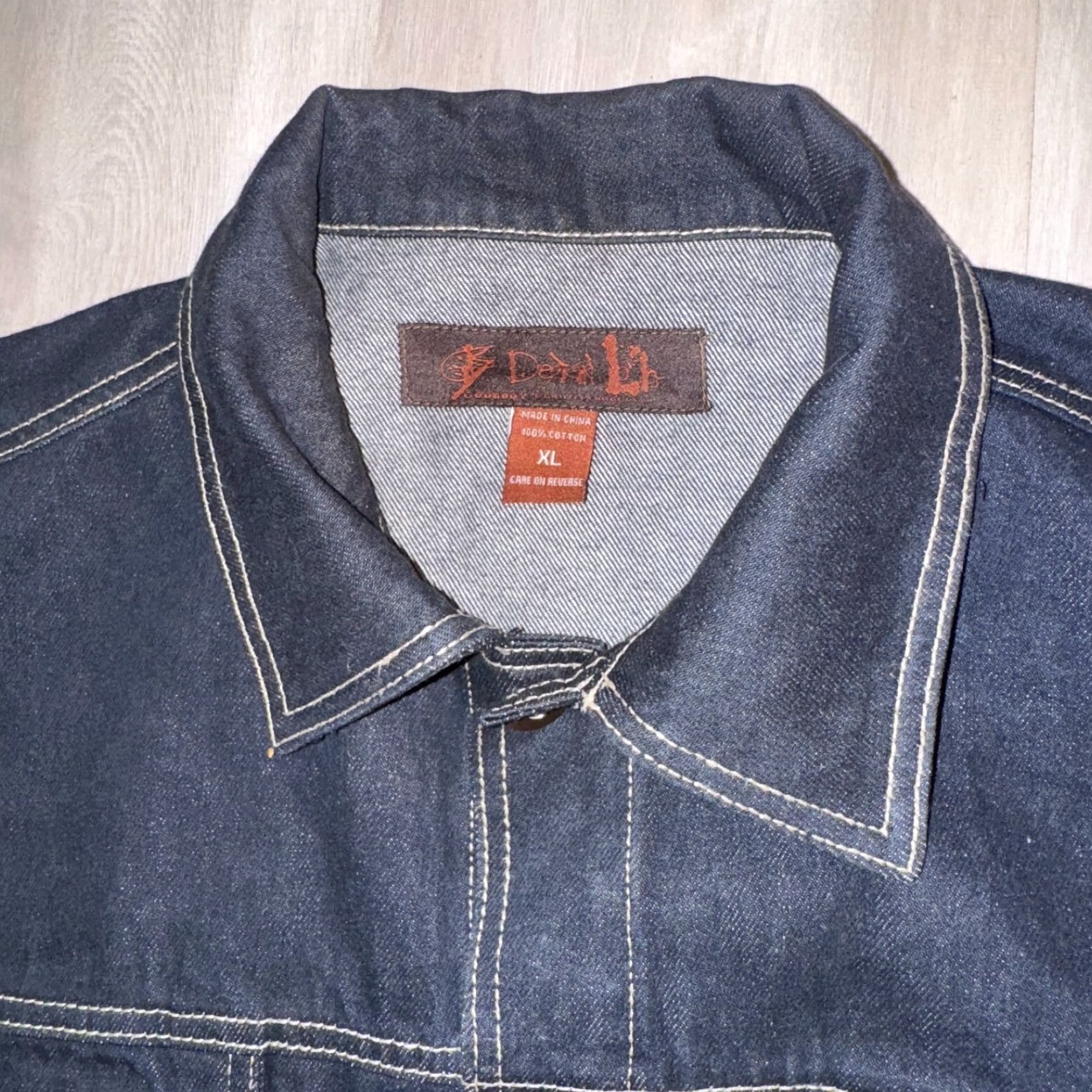 Denime GODBODY Denim Jacket & Baggy Jeans XL 40x32 Dark Blue Button Up Denim Jacket Size US 36 / EU 52 - 2 Thumbnail