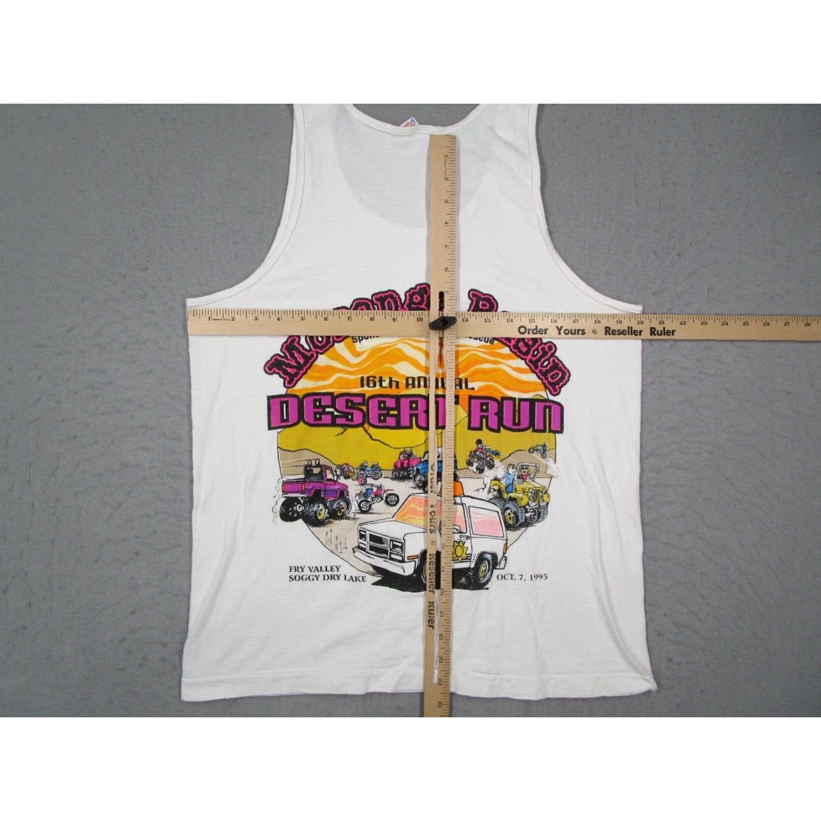 Fruit Of The Loom VINTAGE Fruit of the Loom Morongo Basin Tank Top Mens Large White 90s Graphic USA Size US L / EU 52-54 / 3 - 6 Thumbnail