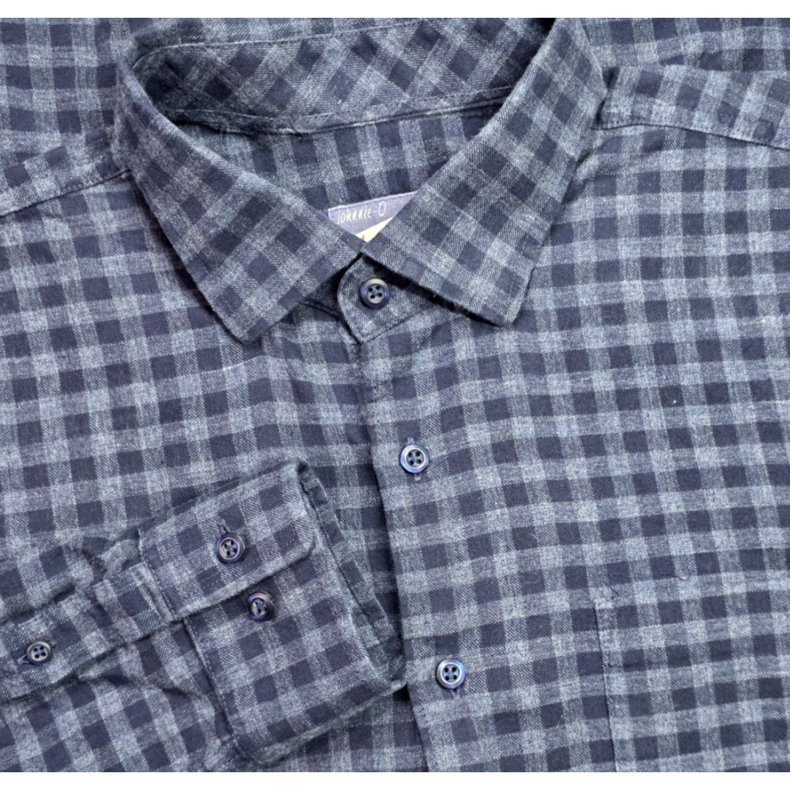 Vintage Johnny O Button-Up Shirt Men Blue Gingham Check Long Sleeve Cotton Flannel L Size US L / EU 52-54 / 3 - 2 Thumbnail