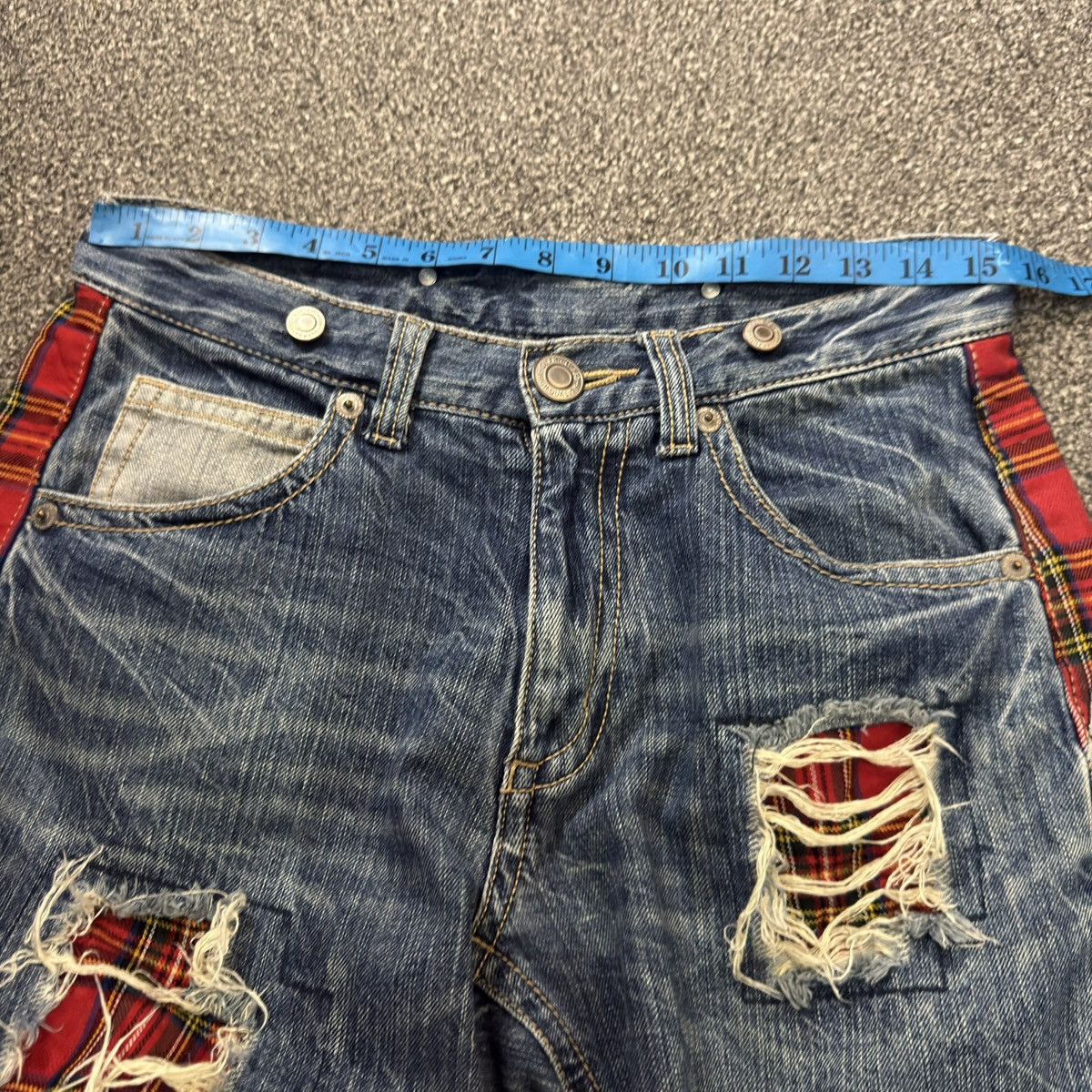 Japanese Distressed Plaid Patchwork Hysteric Glamour Style
