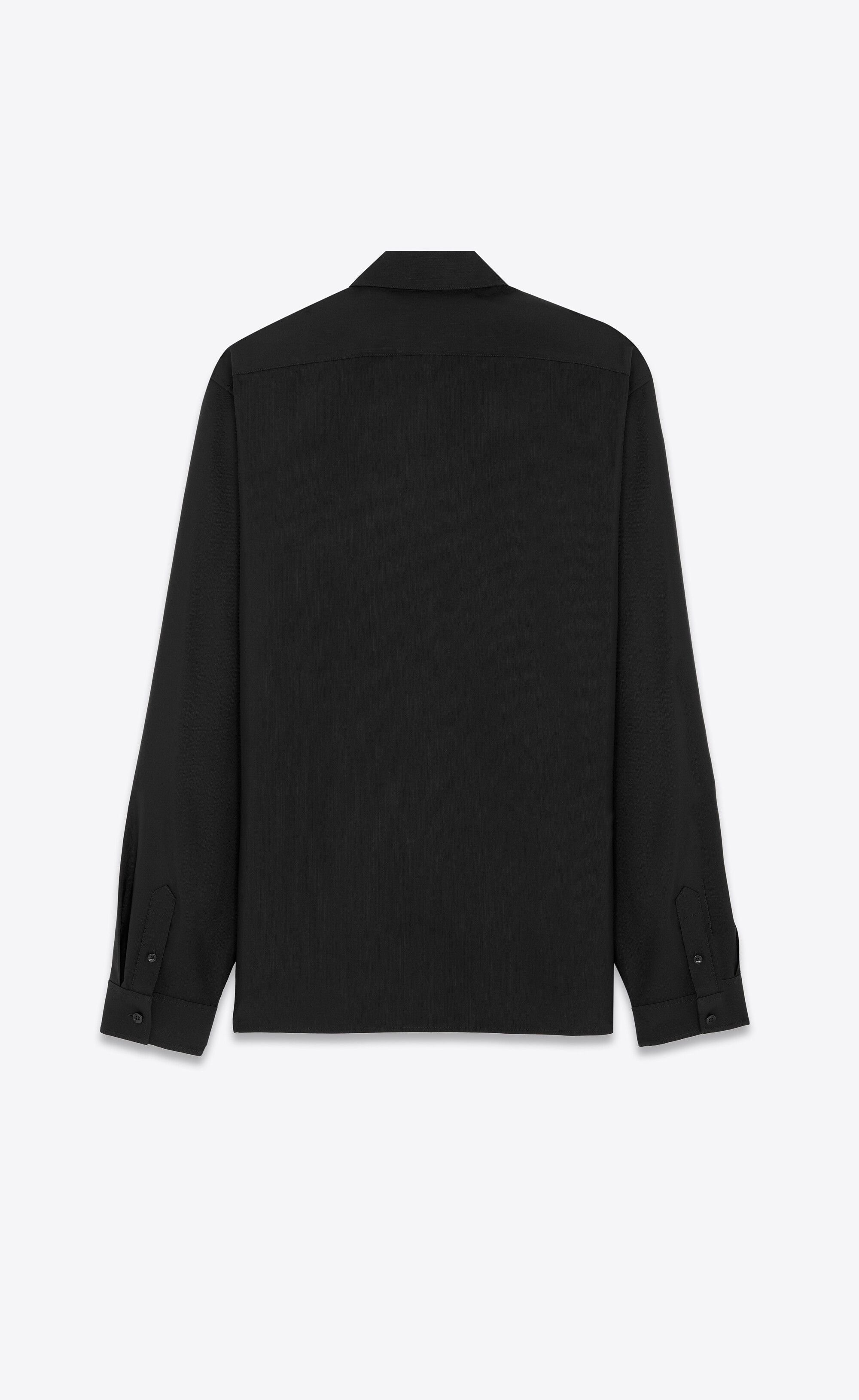 Saint Laurent Paris o1b1hav110225 782547 Shirt in Faille in Black Size US M / EU 48-50 / 2 - 2 Thumbnail