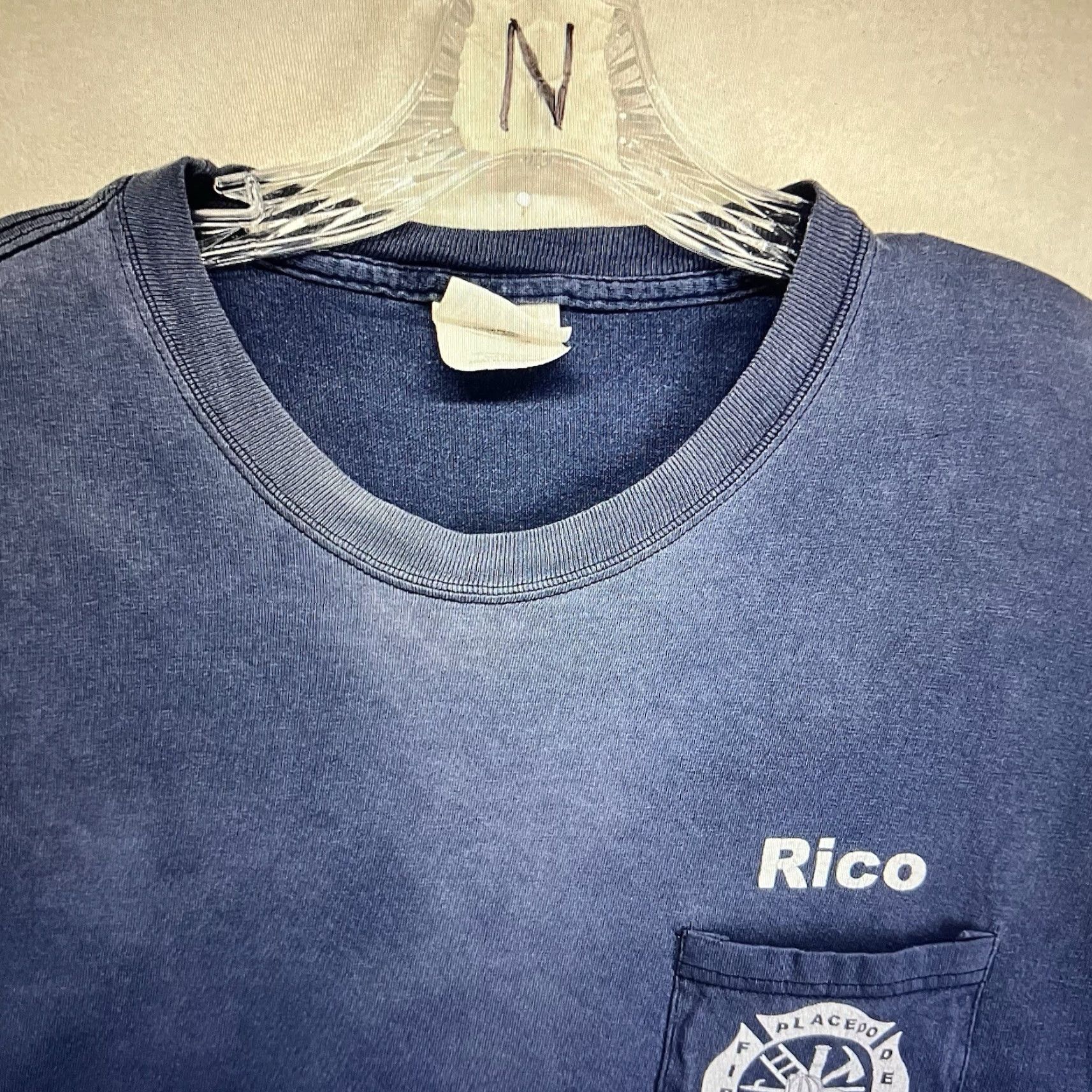 Hanes VINTAGE Hanes Beefy-T Firefighter Pocket T-Shirt Mens XL Blue 90s Graphic Print Retro Grunge Size US XL / EU 56 / 4 - 6 Thumbnail