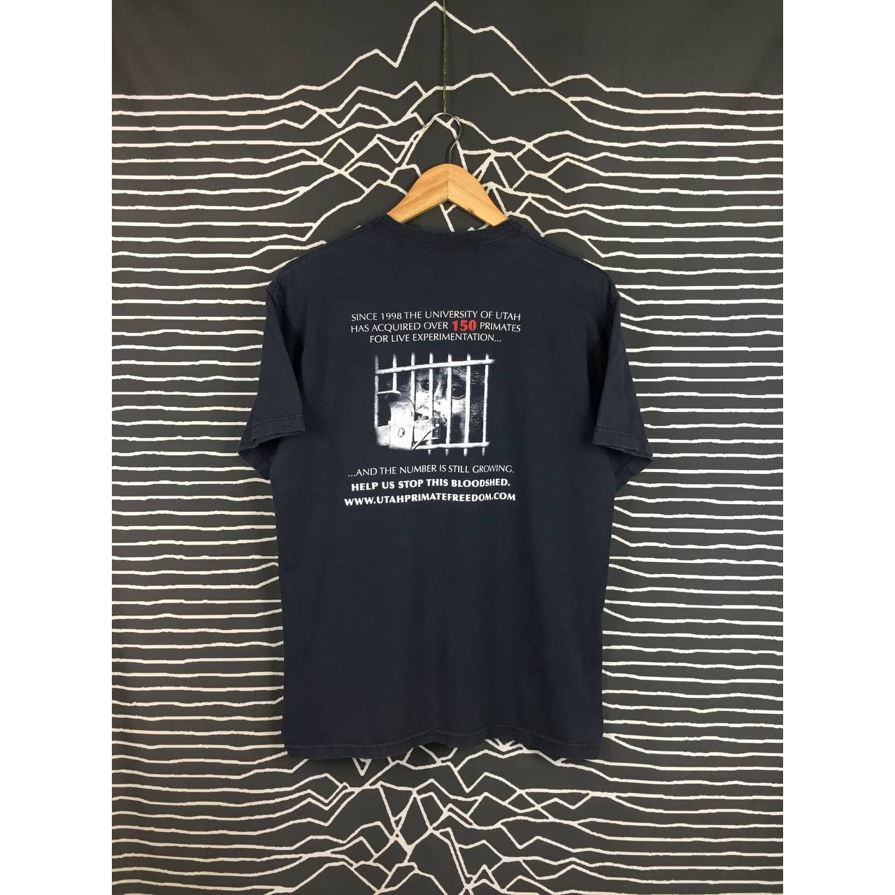 Vintage Vtg 90s Utah Primate Freedom Protest Animal Rights Tee Size US M / EU 48-50 / 2 - 2 Thumbnail