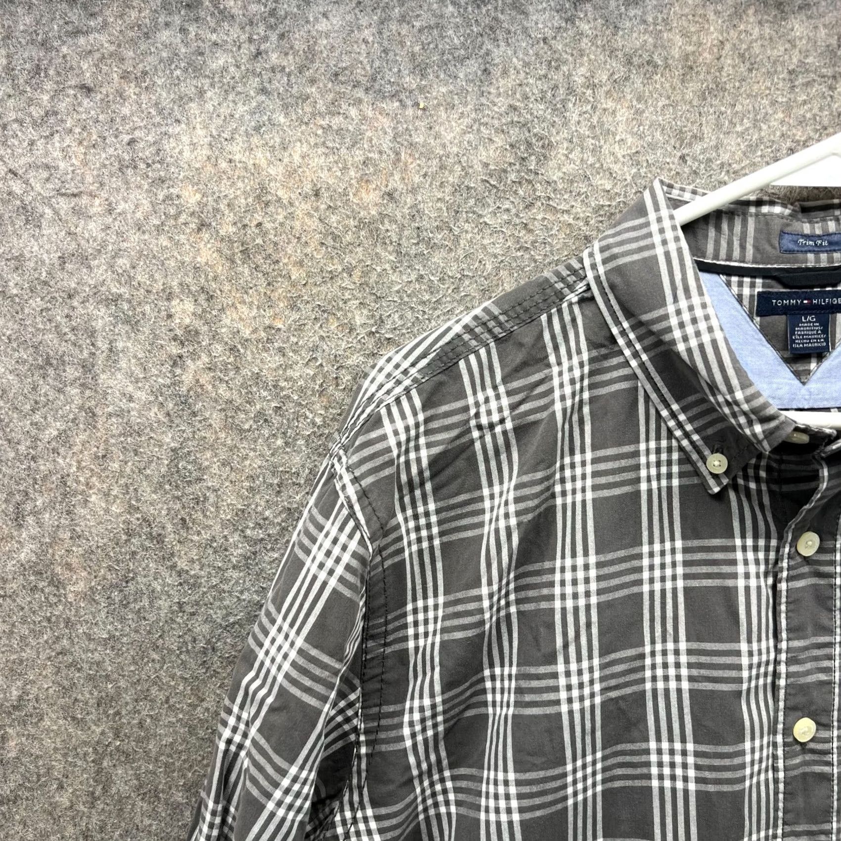 Tommy Hilfiger Tommy Hilfiger Shirt Mens Large Button-Up Glen Check Cotton Trim Fit Dress Plaid Size 42R - 7 Thumbnail