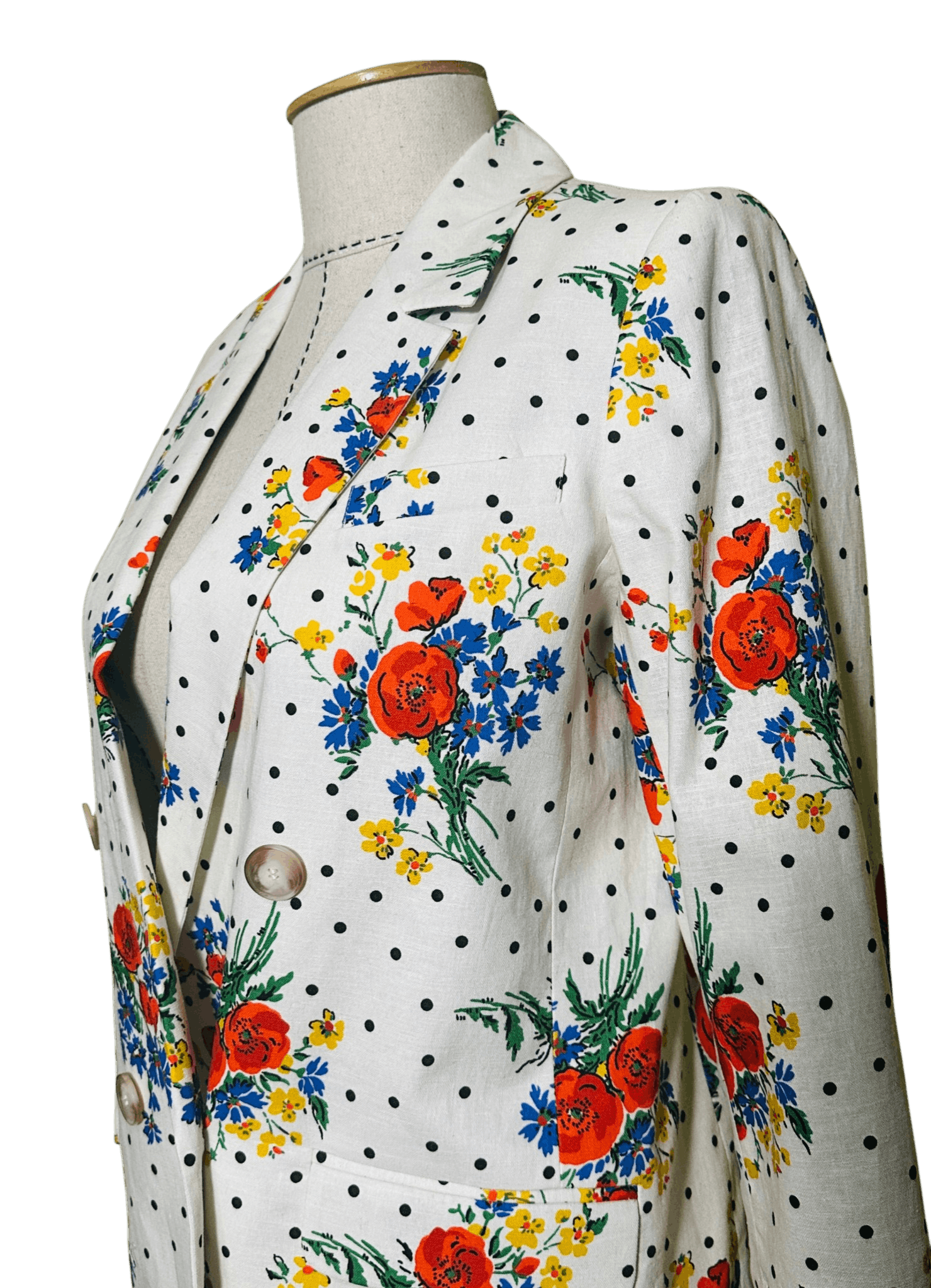 Sezane Christie Linen Floral Blazer Size XS / US 0-2 / IT 36-38 - 3 Thumbnail
