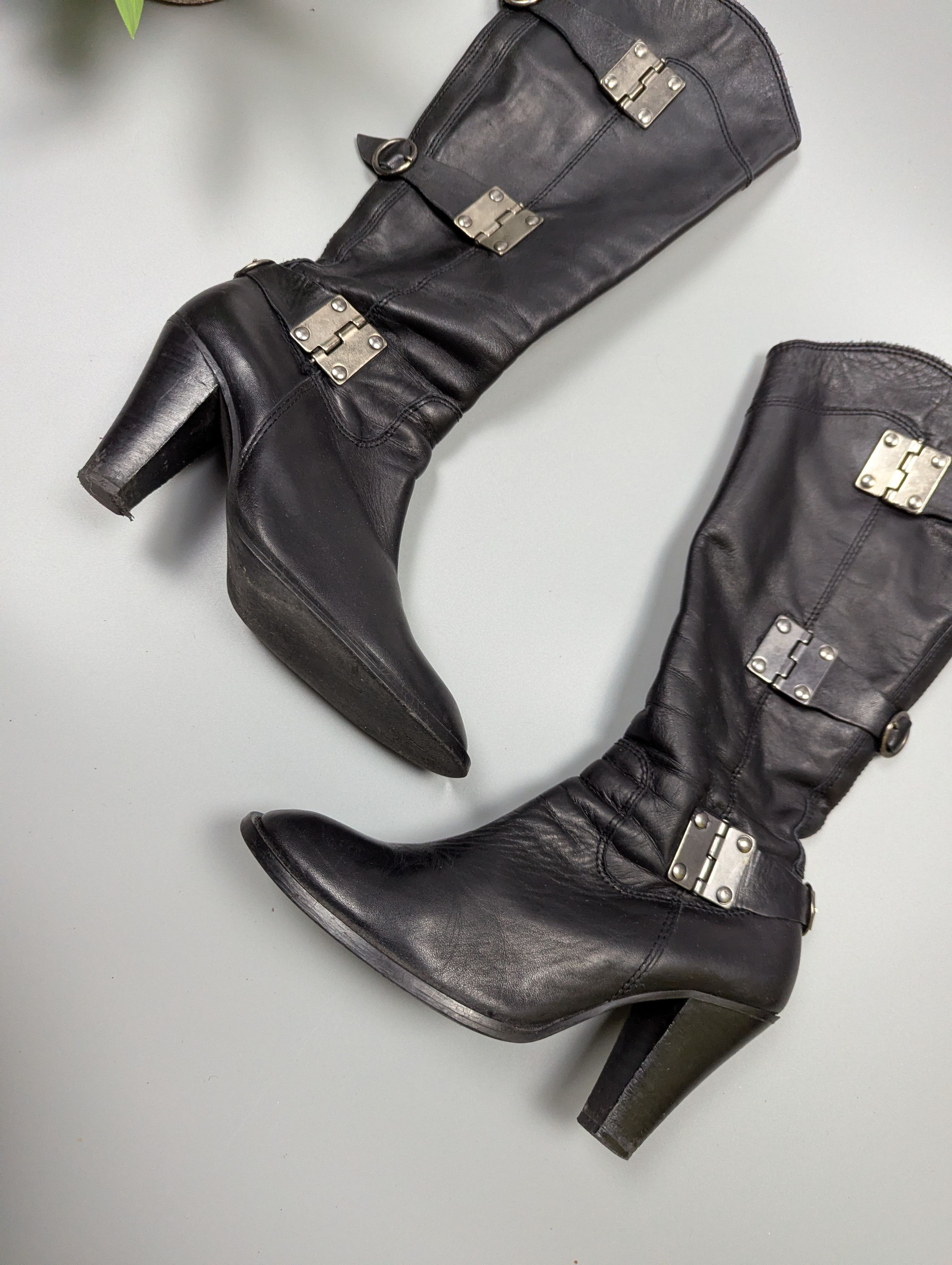 Vintage Vintage Black Leather Tall Boots Women’s EU 37 US 6.5 Size US 7 / IT 37 - 3 Thumbnail