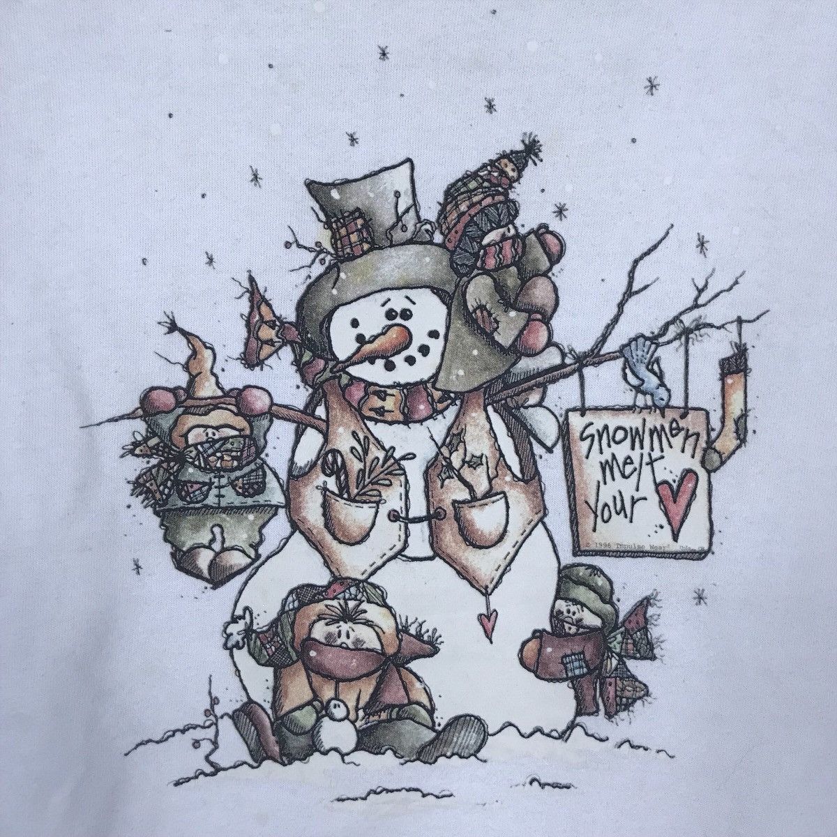 Lee Vintage Lee Cotton Blend Snowman Graphic Pullover Jumper Size US L / EU 52-54 / 3 - 3 Thumbnail
