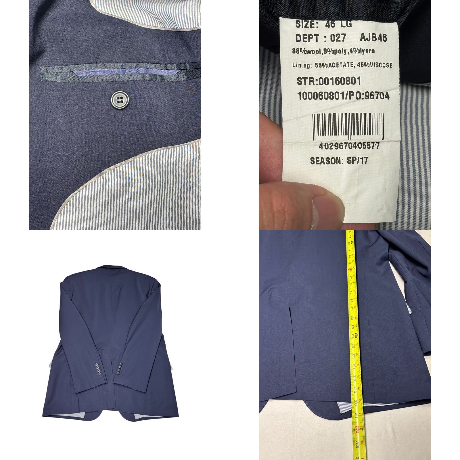 Brooks Brothers Brooks Brothers Madison Fit Navy Wool Blend Blazer Sport Coat Mens Size 46 Regular Size 46R - 8 Thumbnail