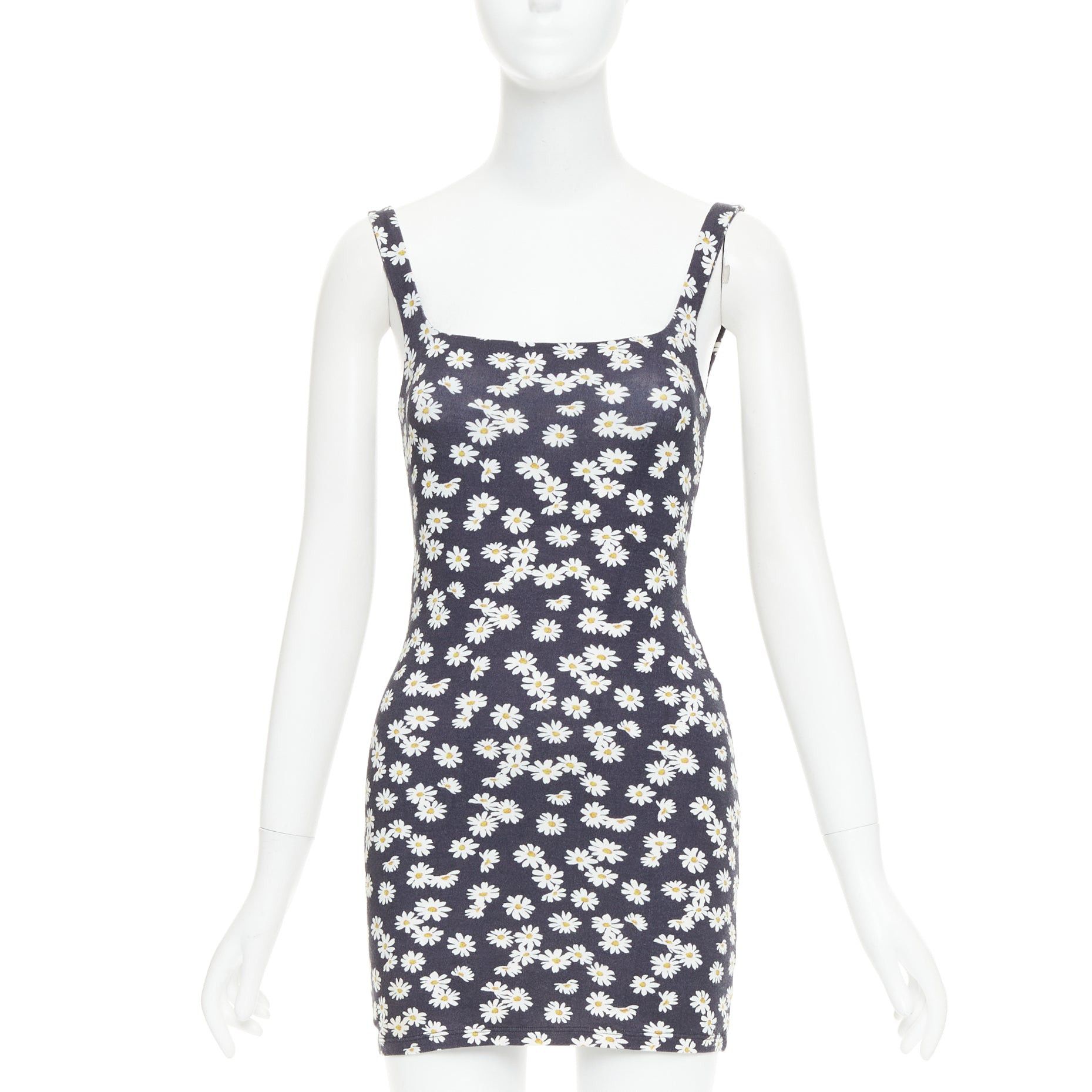 Reformation REFORMATION Becky black yellow tencel daisy print double layer mini dress XS Size S / US 4 / IT 40 - 1 Thumbnail