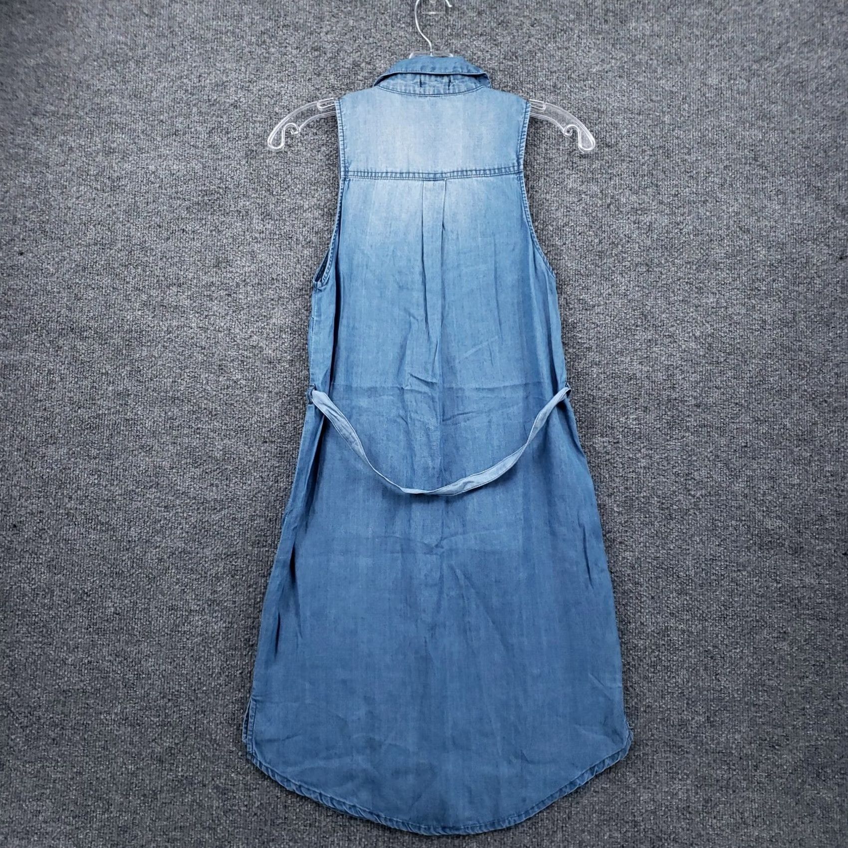 Vintage Rue21 Shirt Dress Womens XS Blue Sleeveless Button-Up Belted Stonewash Lyocell II Ladies Short Dress Size XS / US 0-2 / IT 36-38 - 2 Thumbnail