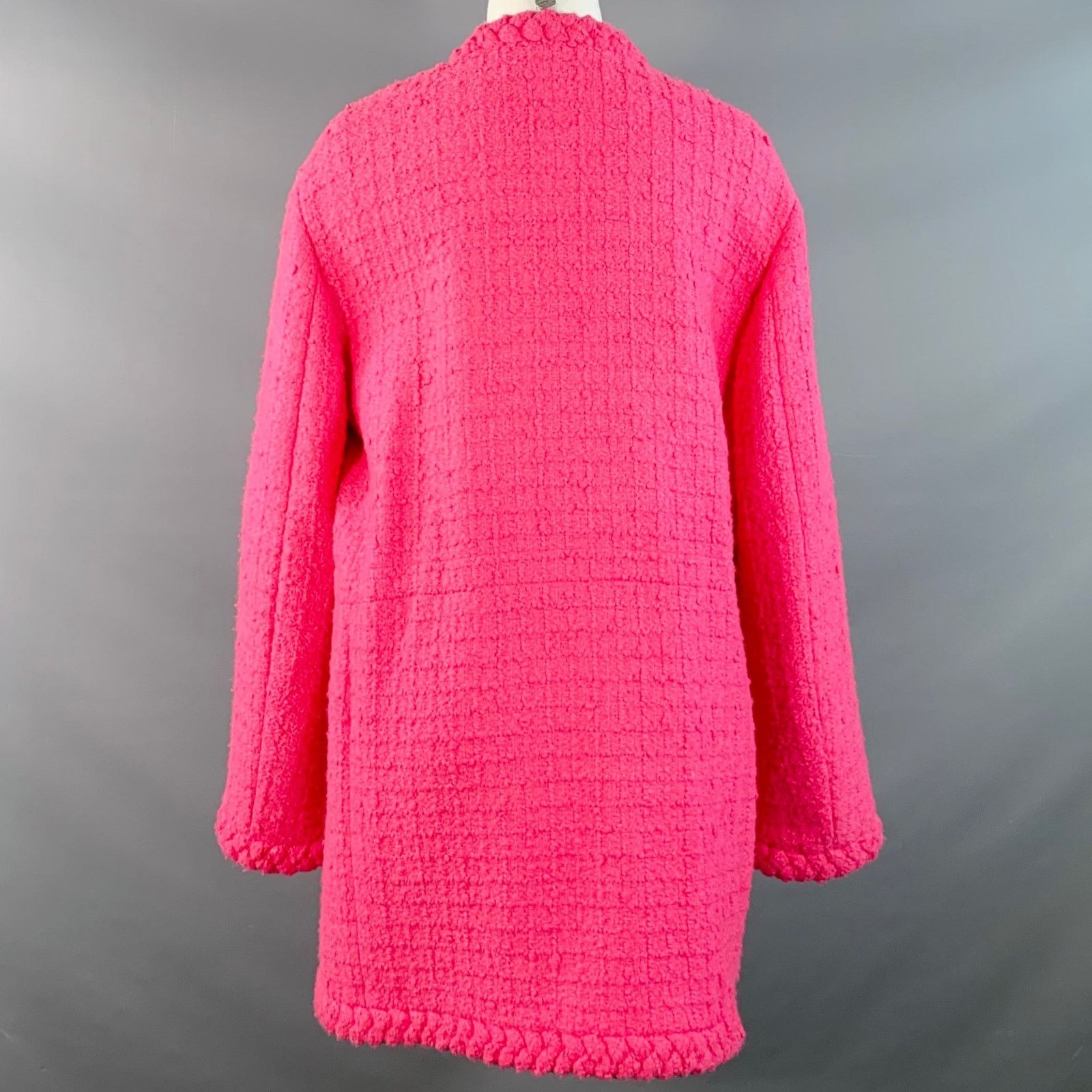Valentino VALENTINO 2021 Size S Pink Wool Silk Tweed Oversized Jacket Size S / US 4 / IT 40 - 6 Thumbnail