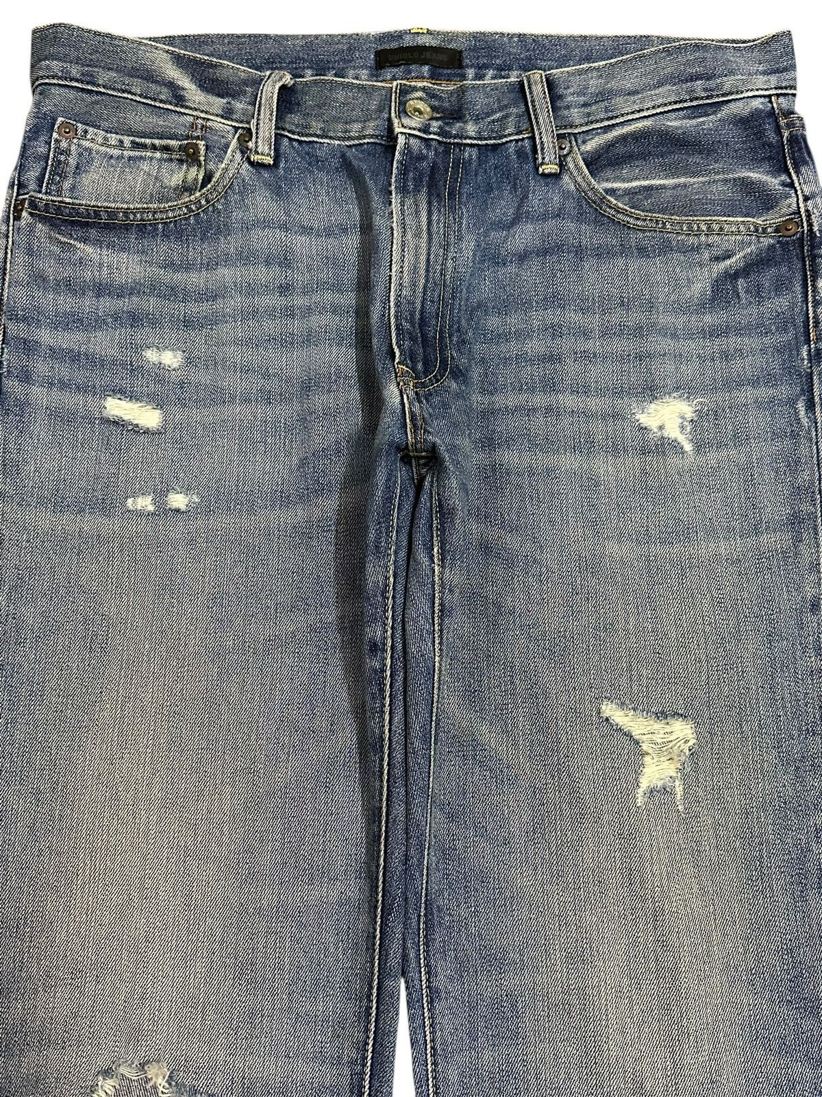 Japanese Brand Vintage Japanese Uniqlo Blue Wash Distressed Style Jeans Size US 36 / EU 52 - 3 Thumbnail