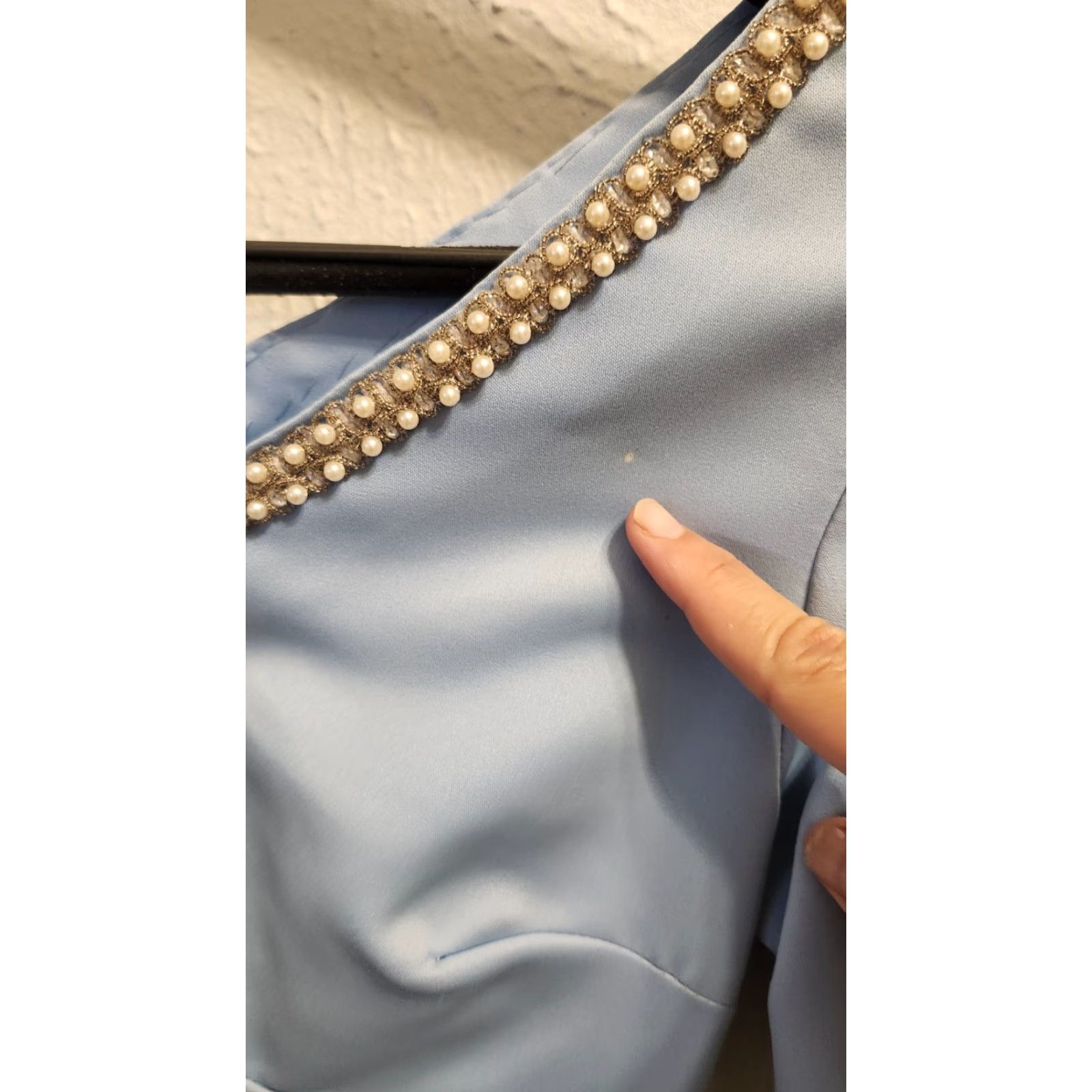 Bell VINTAGE Evening Custom Dress – Size Medium – Light Blue – Bell Sleeves – Pearl Accent – 1970s Women’s/Adult Fashion Size S / US 4 / IT 40 - 5 Thumbnail