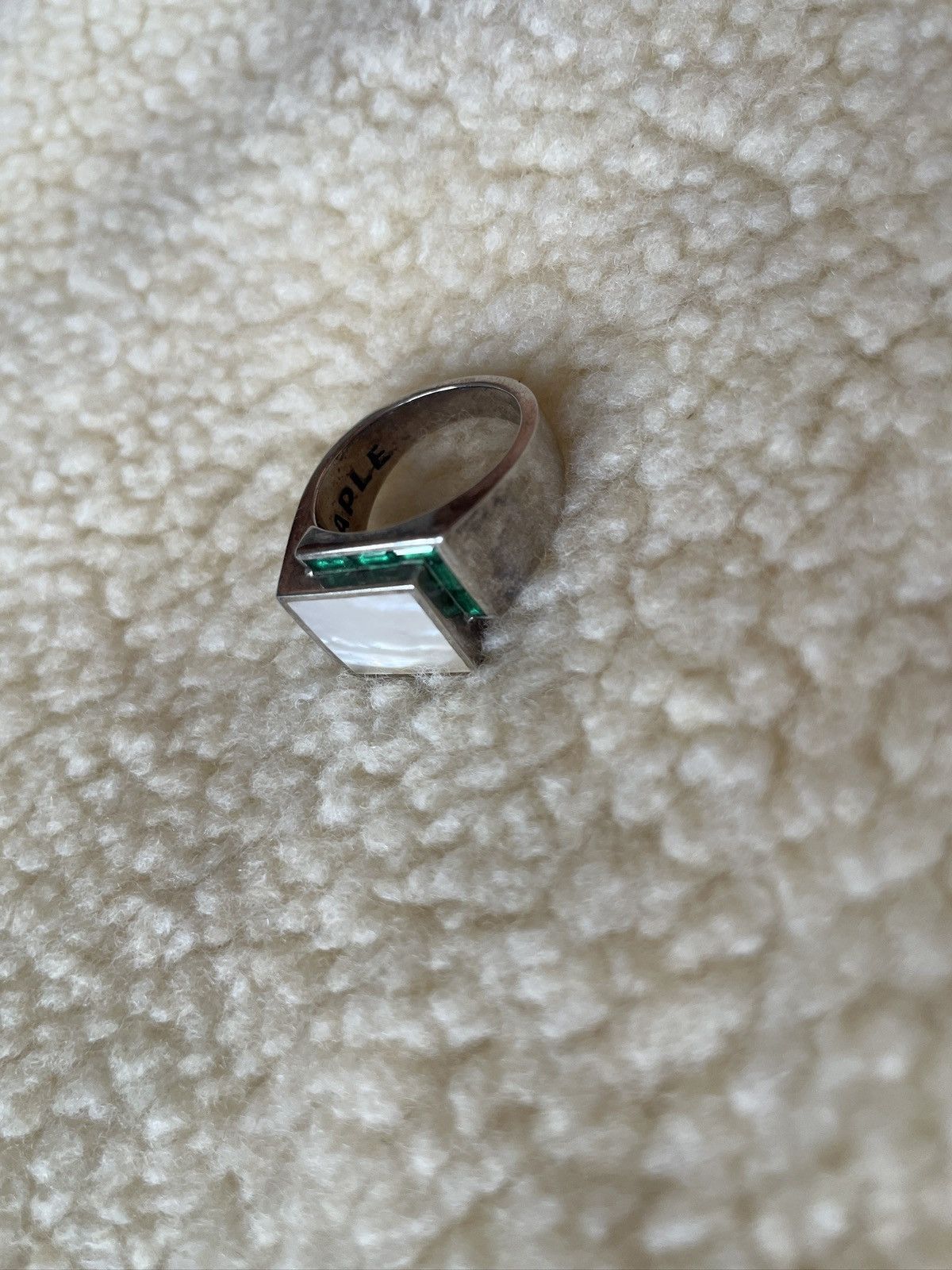 Other MAPLE - MOTHER OF PEARL x GREEN TOPAZ - 925 SILVER RING Size ONE SIZE - 15 Thumbnail