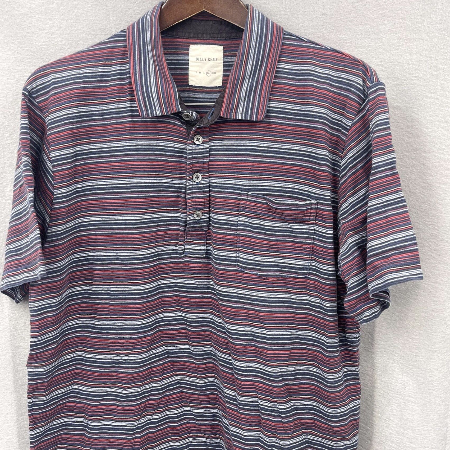 Billy Reid VINTAGE Billy Reid Polo Shirt Men Short Sleeve XL Blue Striped Cotton Preppy Golf 2000s Size US XL / EU 56 / 4 - 4 Thumbnail