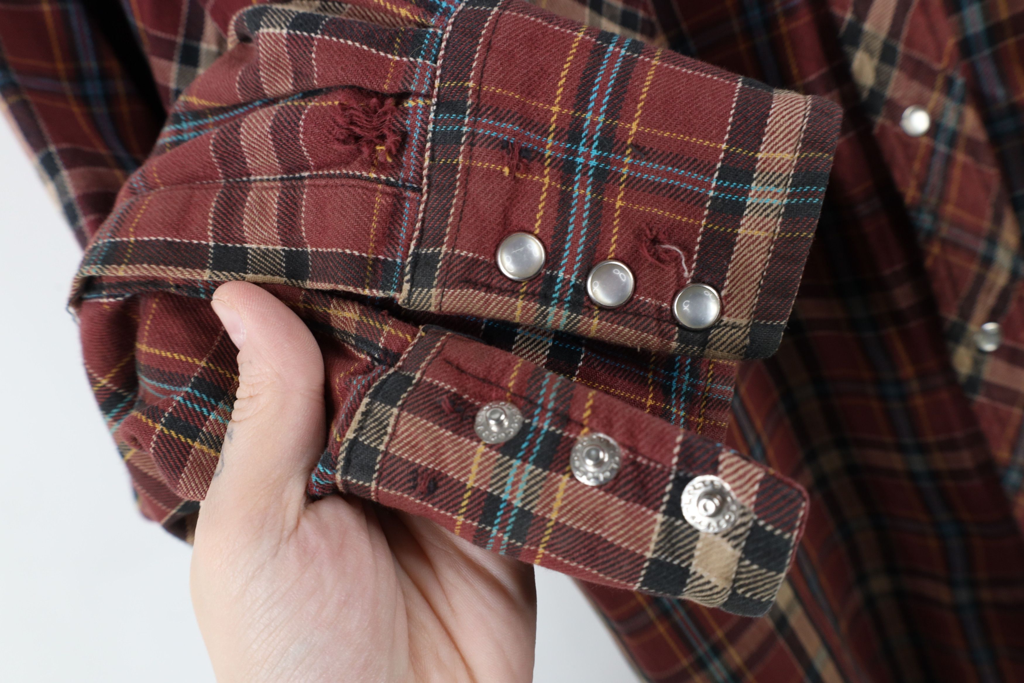 Vintage × Wrangler Vintage 90s Wrangler Western Snap Button Flannel Shirt Plaid Size US XXL / EU 58 / 5 - 8 Thumbnail
