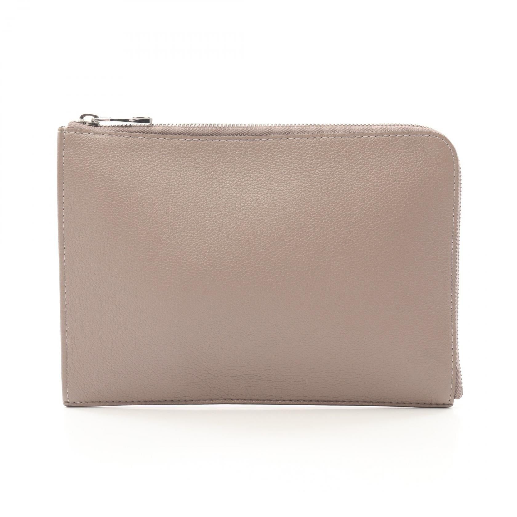 Louis Vuitton Louis Vuitton Pochette Jour Pm Taupe Clutch Bag Leather Gray Beige Size ONE SIZE - 1 Thumbnail