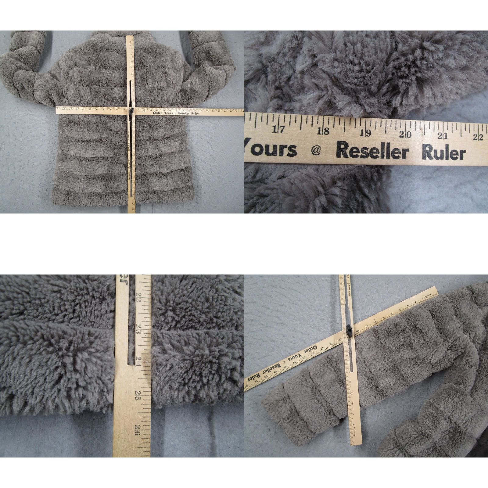 Vintage Dylan Los Angeles Jacket Womens Large Gray Faux Fur YKK Zip Plush Stand Collar Size L / US 10 / IT 46 - 8 Thumbnail