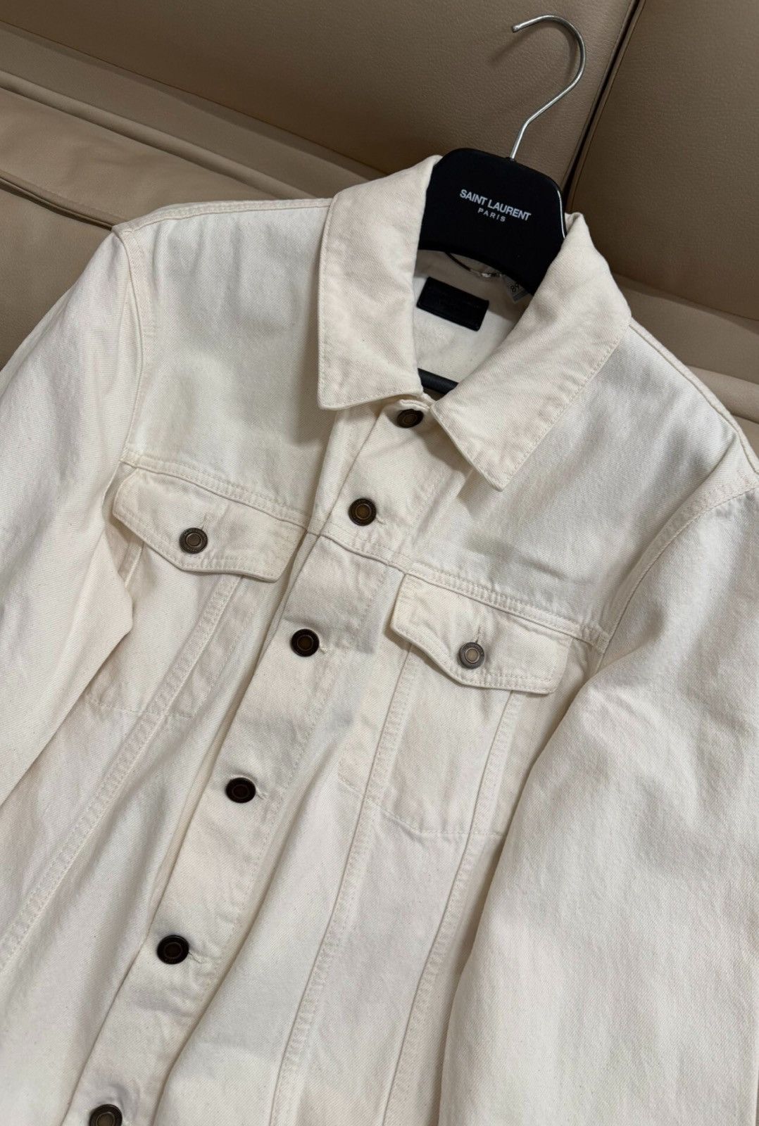 Saint Laurent Paris Saint Laurent SLP 22FW Off-White Denim Jacket Size US M / EU 48-50 / 2 - 4 Thumbnail