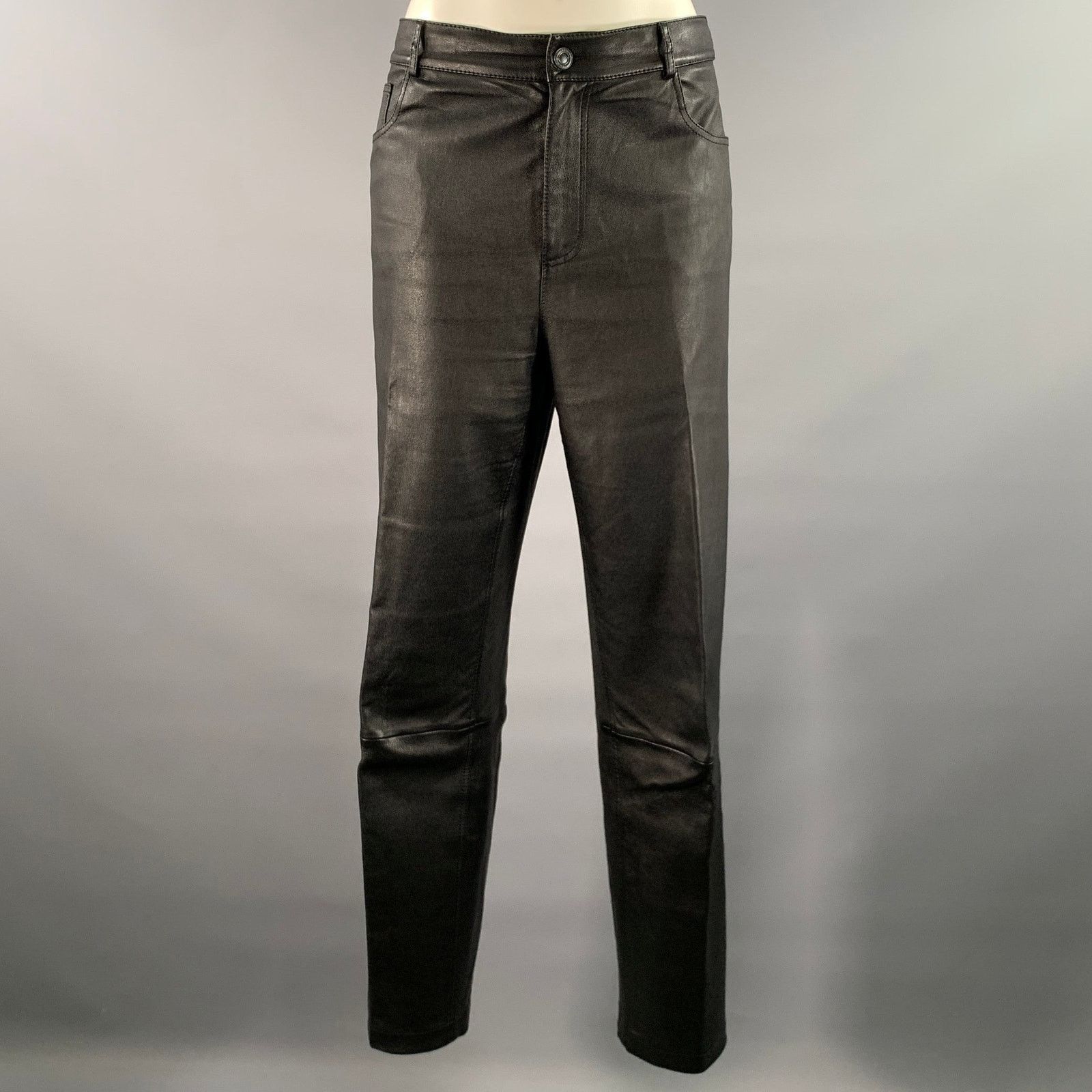 Lafayette 148 LAFAYETTE 148 Size 10 Black Leather Lambskin Pants Size US 34 / EU 50 - 1 Thumbnail