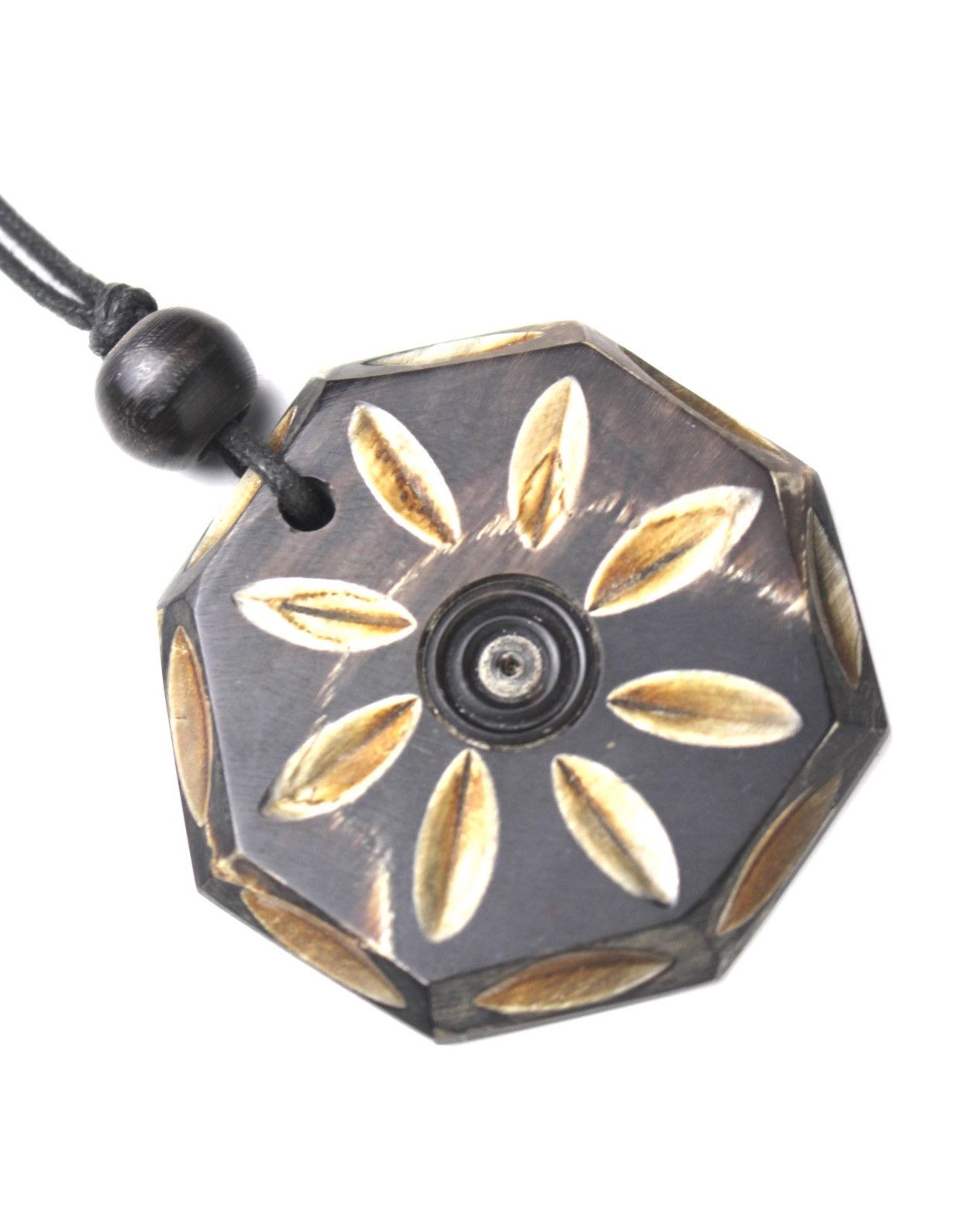 Vintage 2000S JAPANESE HAND-CARVED WOODEN OCTAGONAL FLOWER NECKLACE Size ONE SIZE - 4 Thumbnail