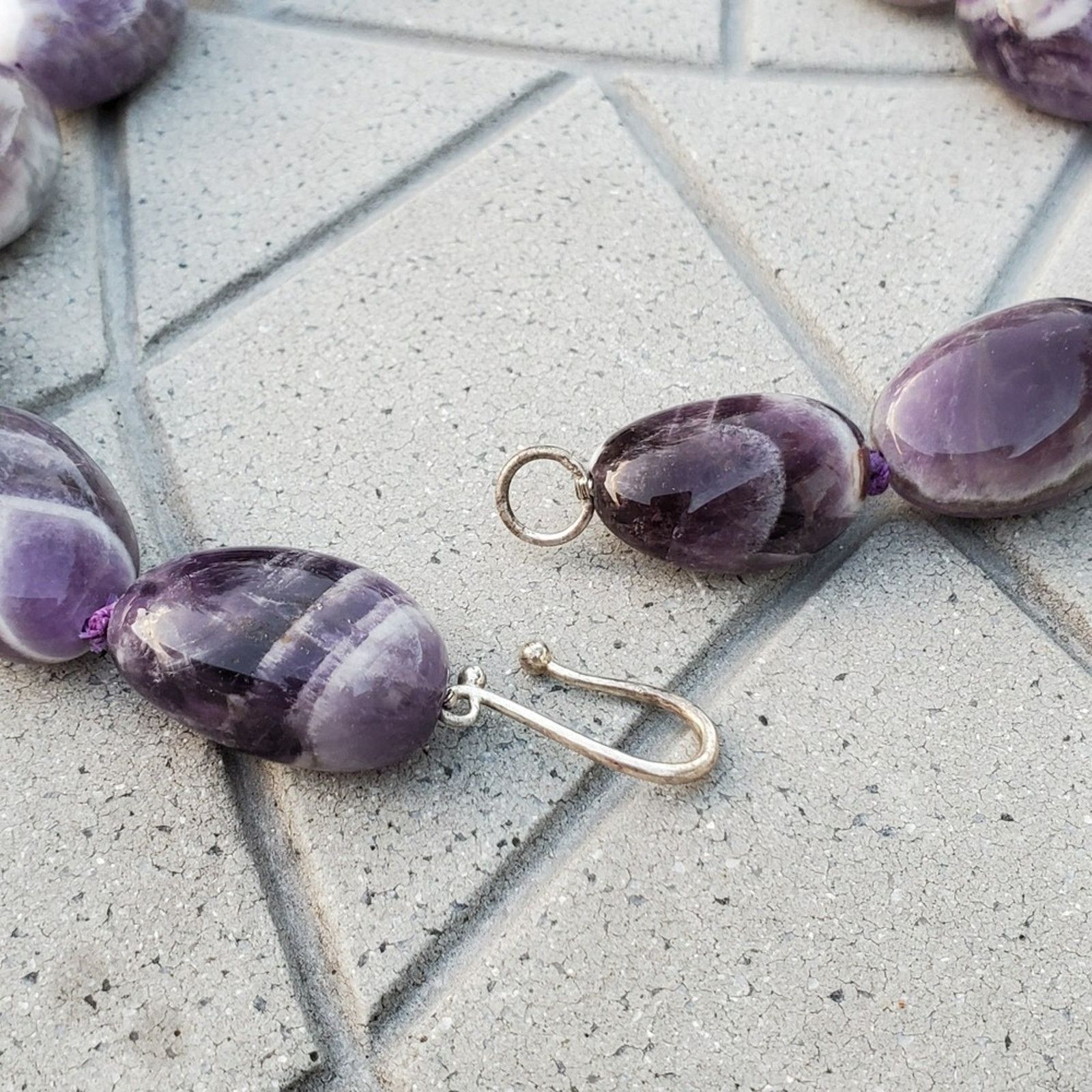 Designer MMA BMCo Sterling Silver Polished Chevron Amethyst Necklace Size ONE SIZE - 7 Thumbnail