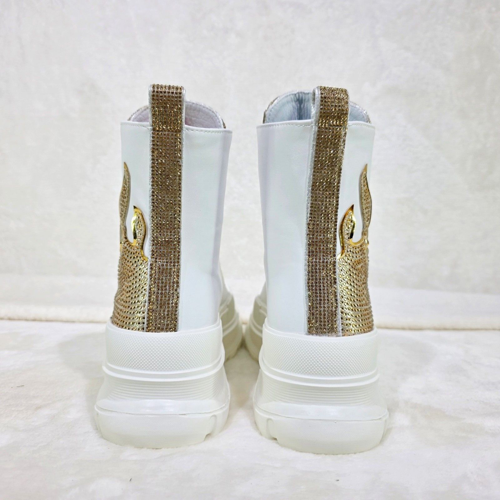 Other Scorch Combat Sneaker Boots With Rhinestone Flames Details W Size US 5 / IT 35 - 3 Thumbnail