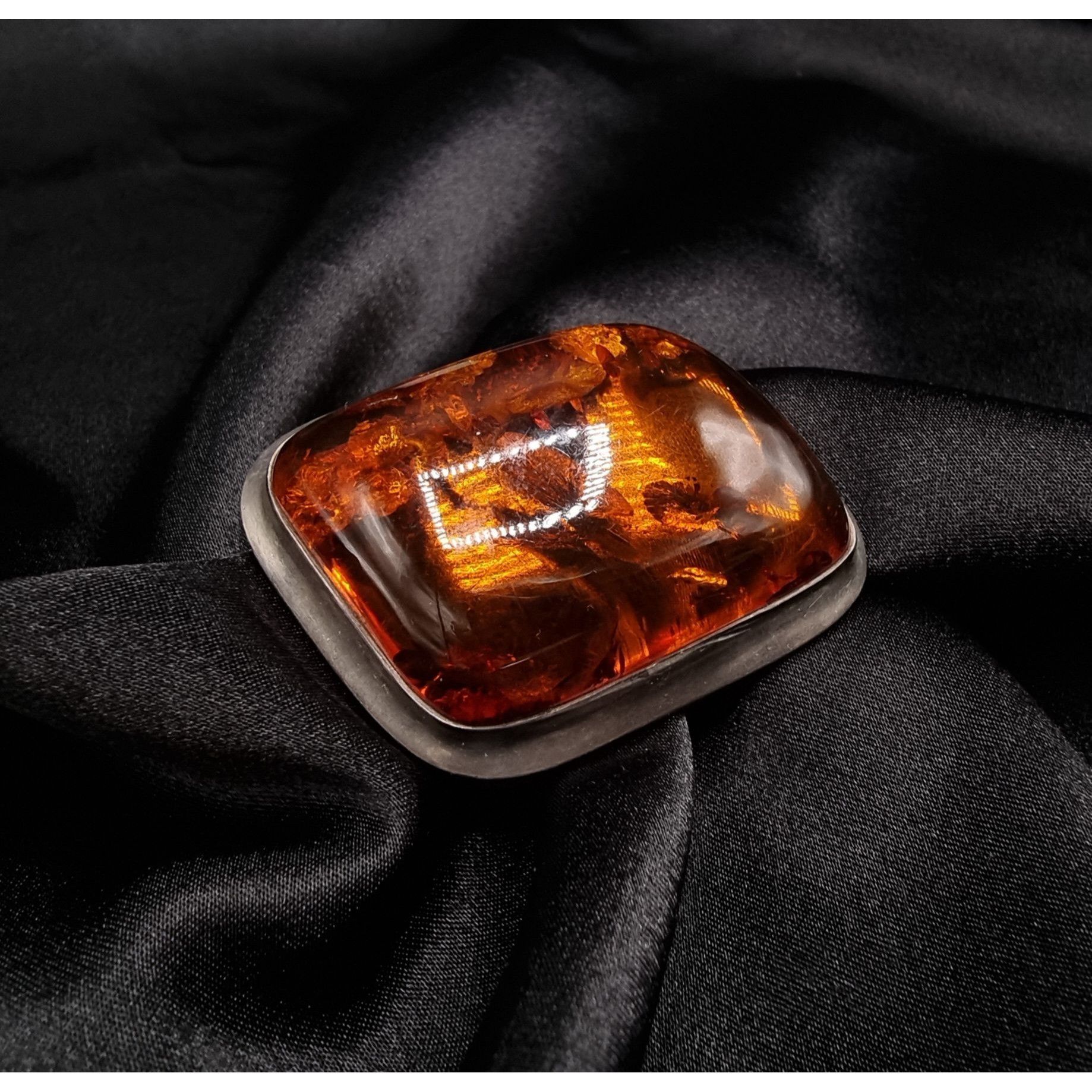Vintage Vintage Genuine Amber Sterling Silver Pin Brooch Size ONE SIZE - 1 Thumbnail