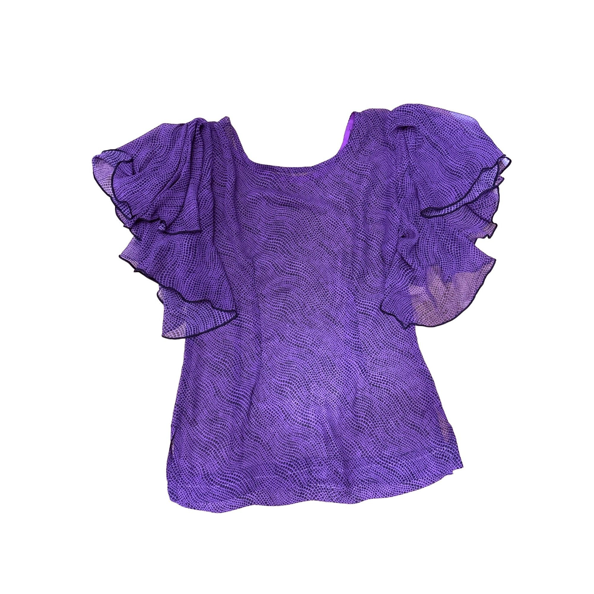Other CCC Purple Sheer Short Bell Sleeve Round Neck Summer Blouse Size S / US 4 / IT 40 - 6 Thumbnail