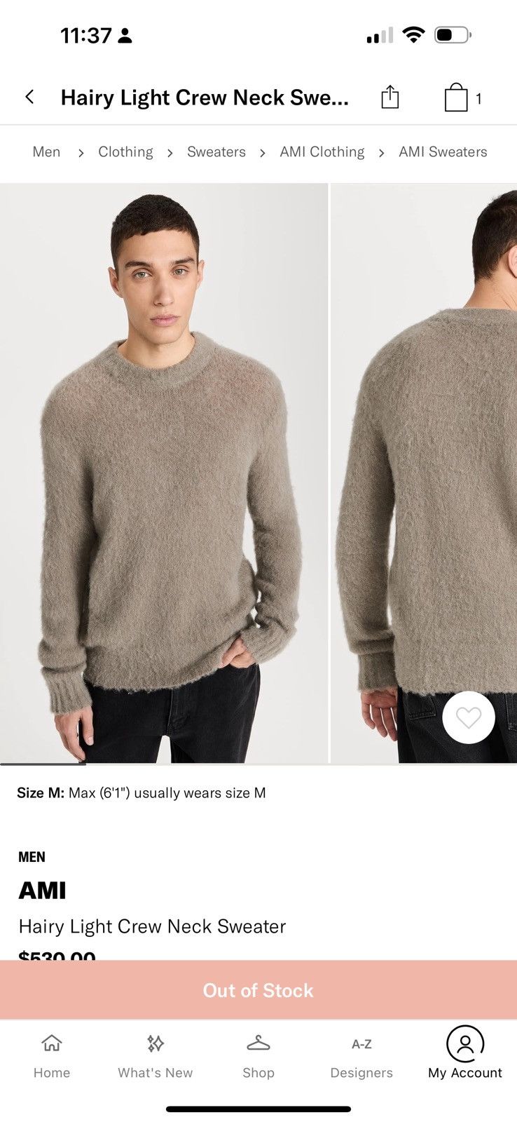 AMI Mohair Knit Size US S / EU 44-46 / 1 - 2 Thumbnail