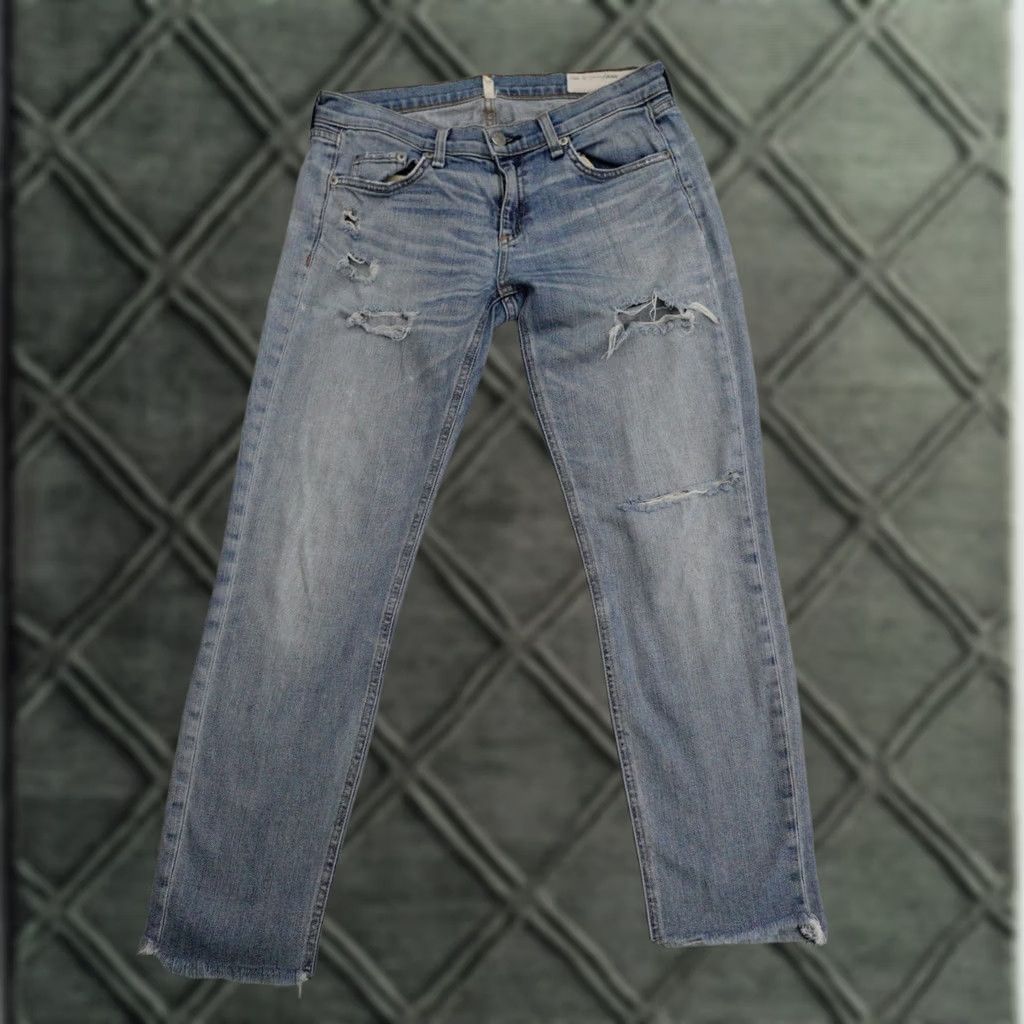 Rag & Bone rag & bone Jeans Womens 26 in Blue The Dre Boyfriend Trousers Distressed 26x26 Size 26" / US 2 / IT 38 - 1 Thumbnail