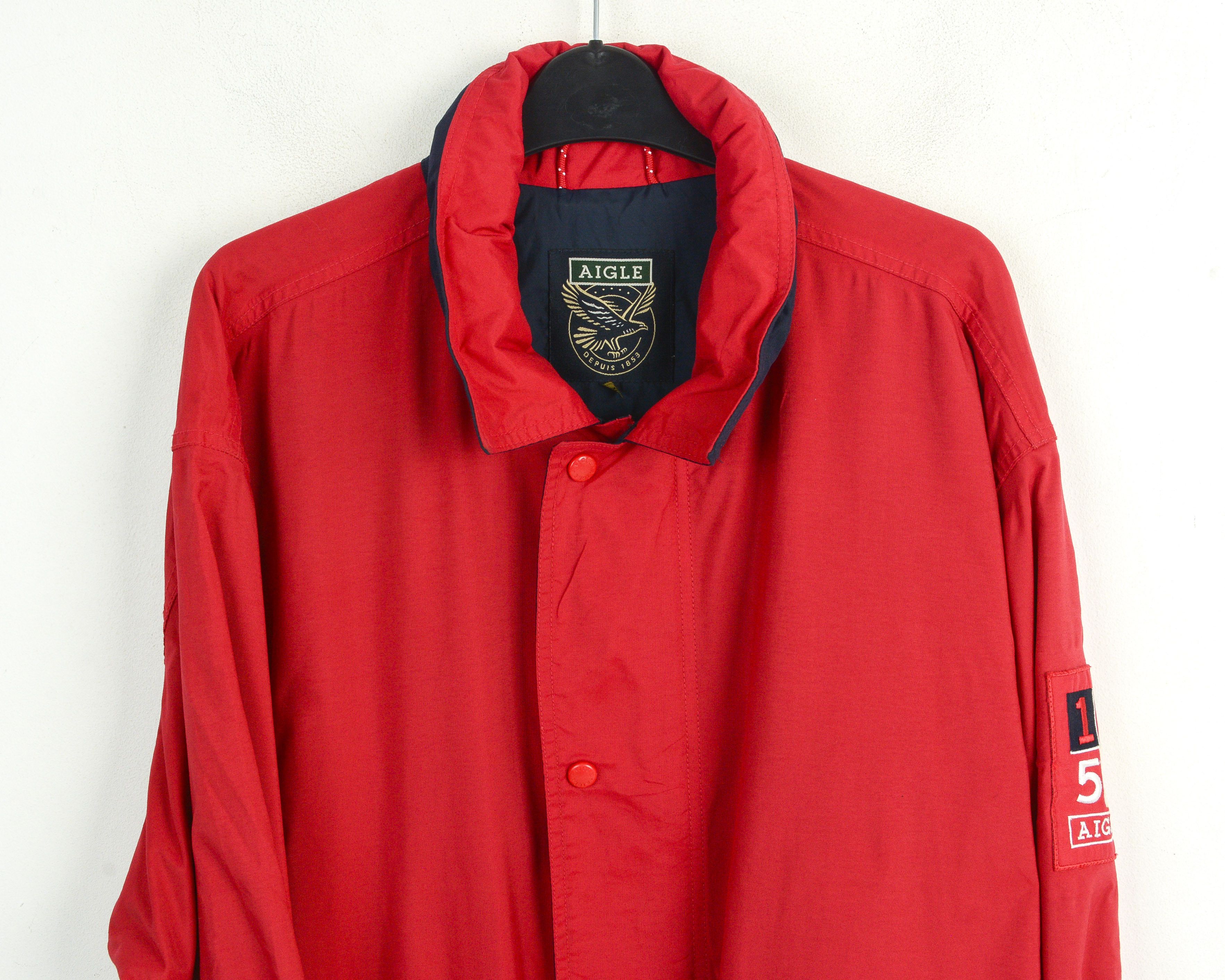 Aigle Men XL Jacket Coat Waterproof Hiking Hooded Windbreaker Red Size US XL / EU 56 / 4 - 4 Thumbnail