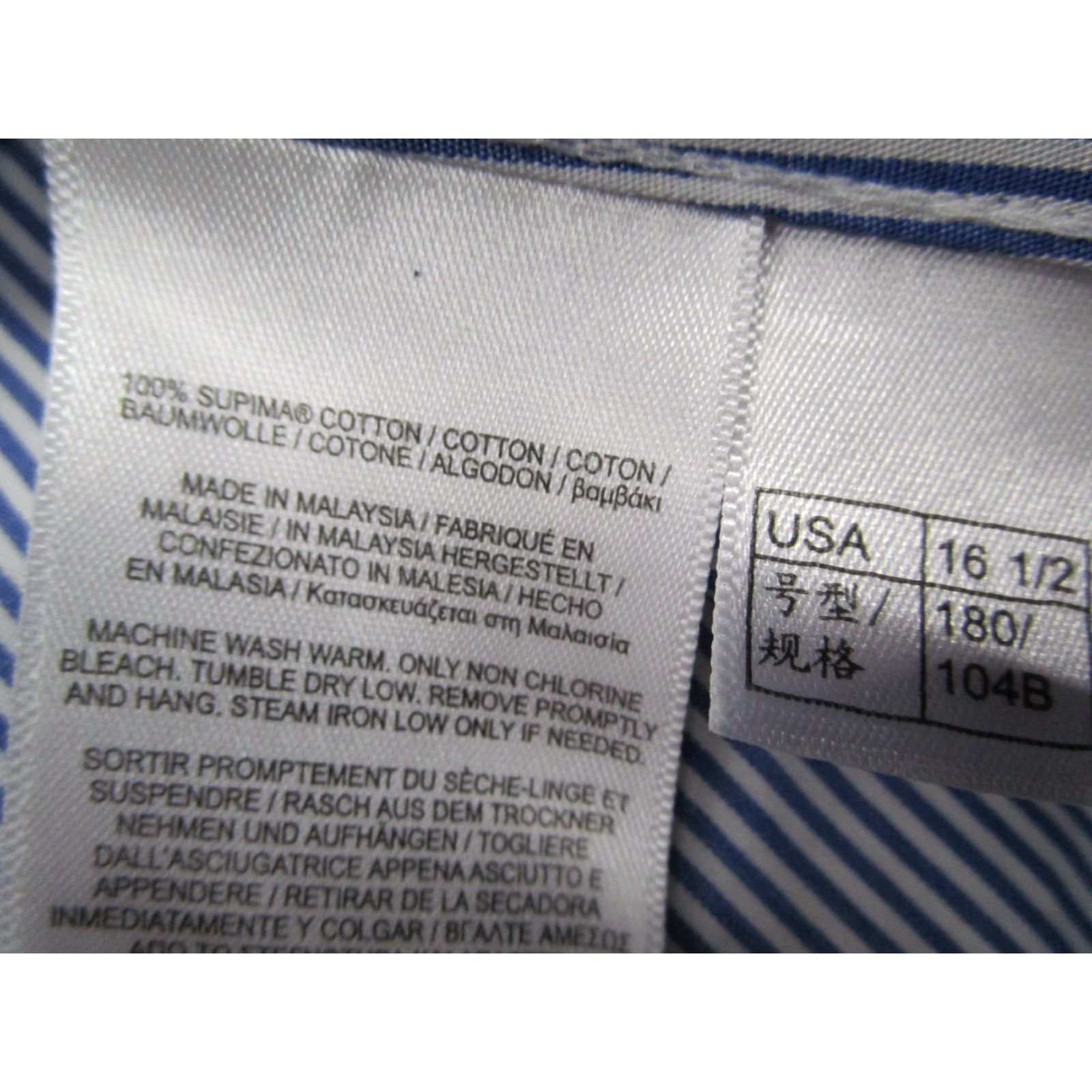 Brooks Brothers BROOKS BROTHERS Dress Shirt Men 16.5 34 Blue Striped Non-Iron Regent Size 34R - 4 Thumbnail