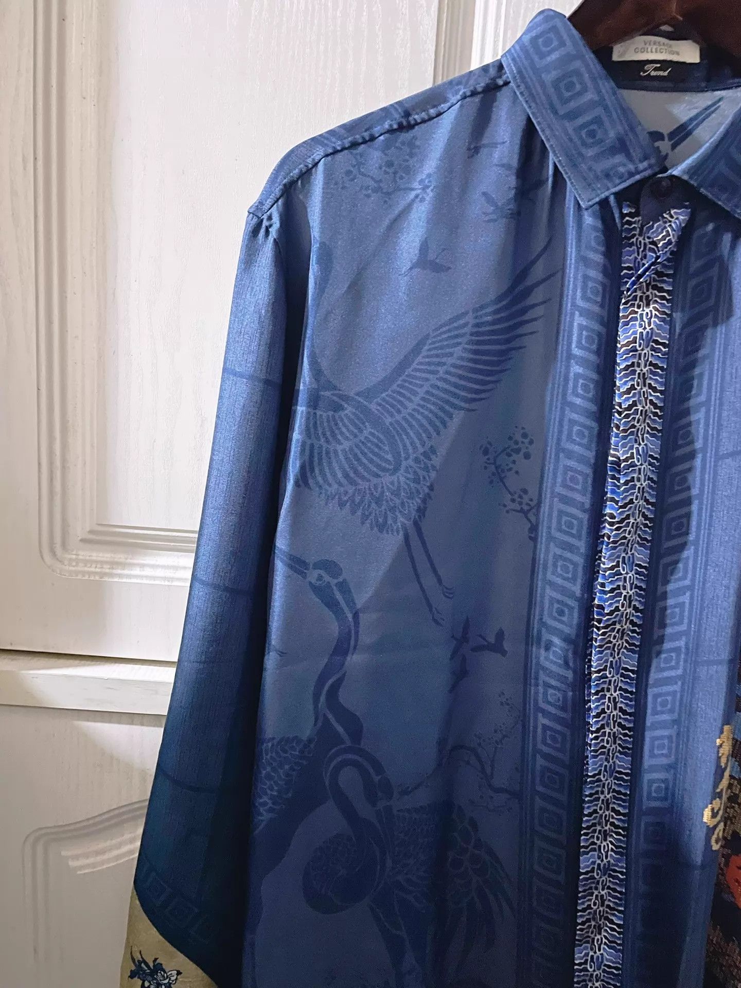 Versace Versace Runway Dragon & Crane Silk LS Shirt Size US M / EU 48-50 / 2 - 5 Thumbnail