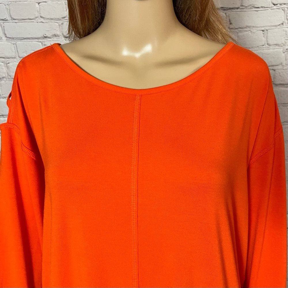 Chicos NWT New Zenergy By Chico's Orange Cage-Shoulder Tunic Size Size L / US 10 / IT 46 - 3 Thumbnail