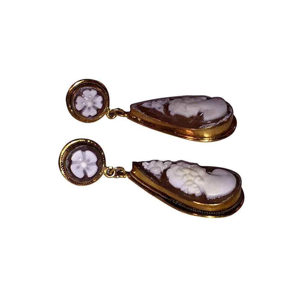 Other European Hand Carved Cameo Shell Dangle Chandelier Earrings Size ONE SIZE - 2 Thumbnail