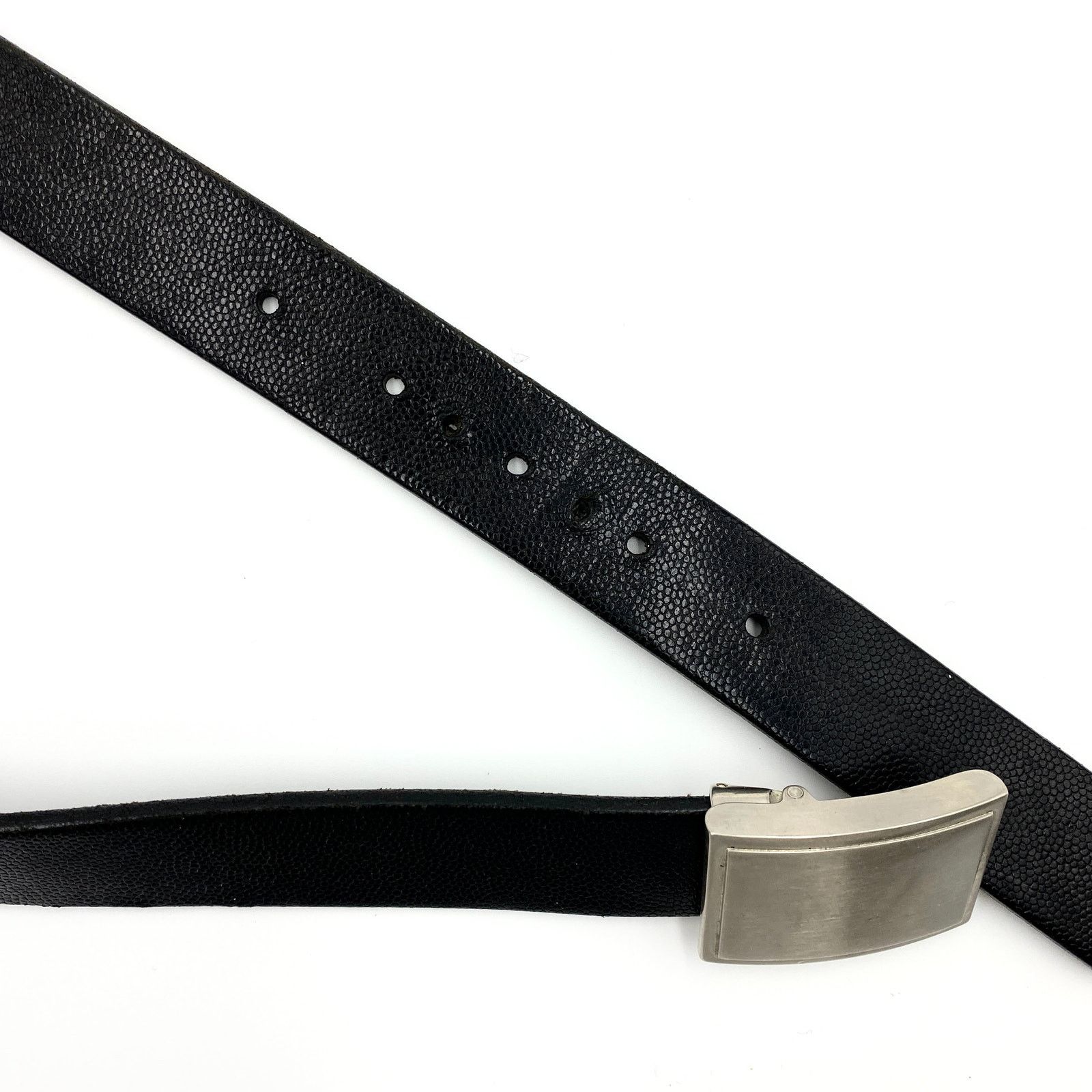 Coach Coach Belt Lizard Textured Leather Black Silver 35 Size 34 - 8 Thumbnail