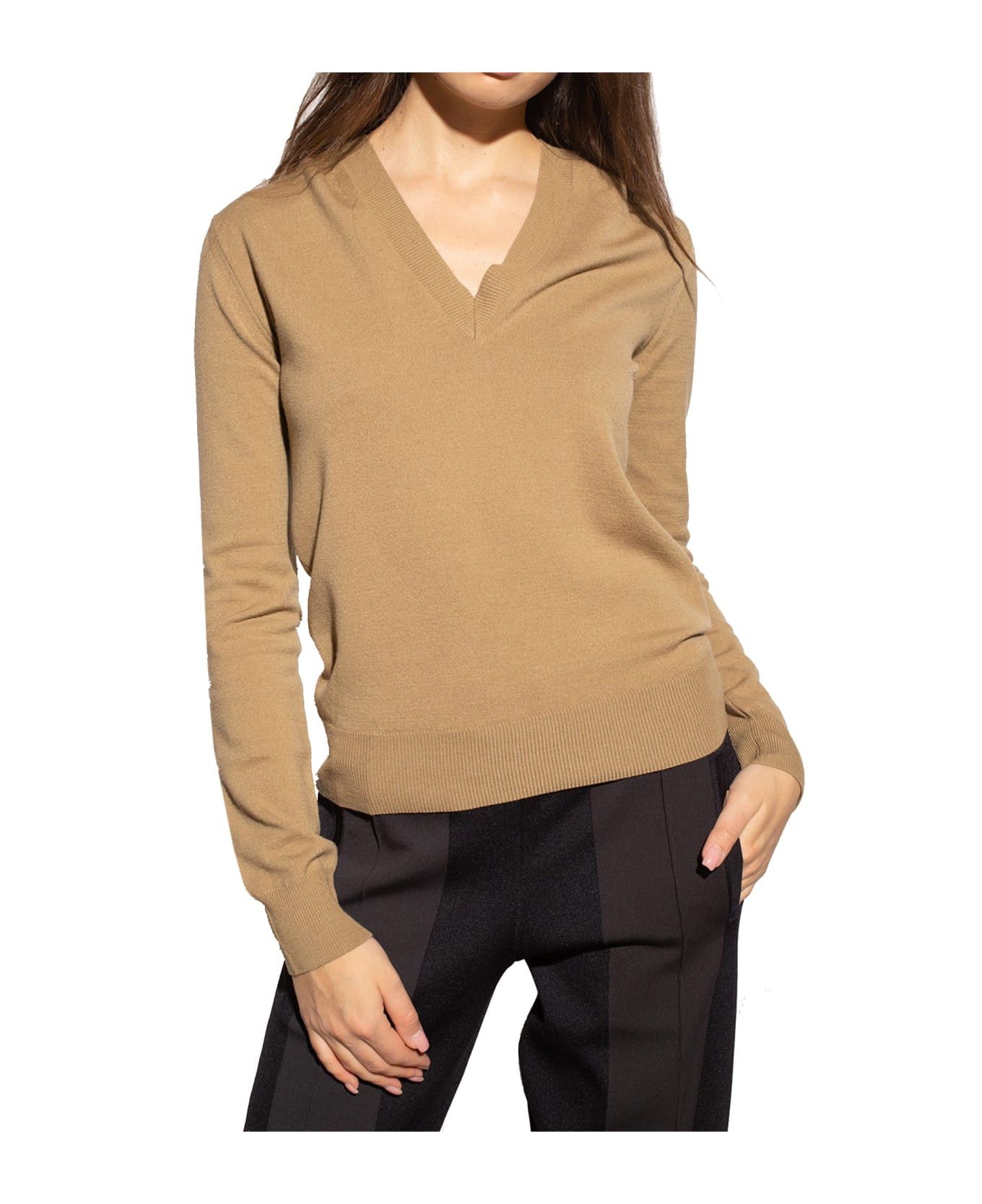 Bottega Veneta o1y0725 V-neck Sweater in Sand Size S / US 4 / IT 40 - 4 Thumbnail
